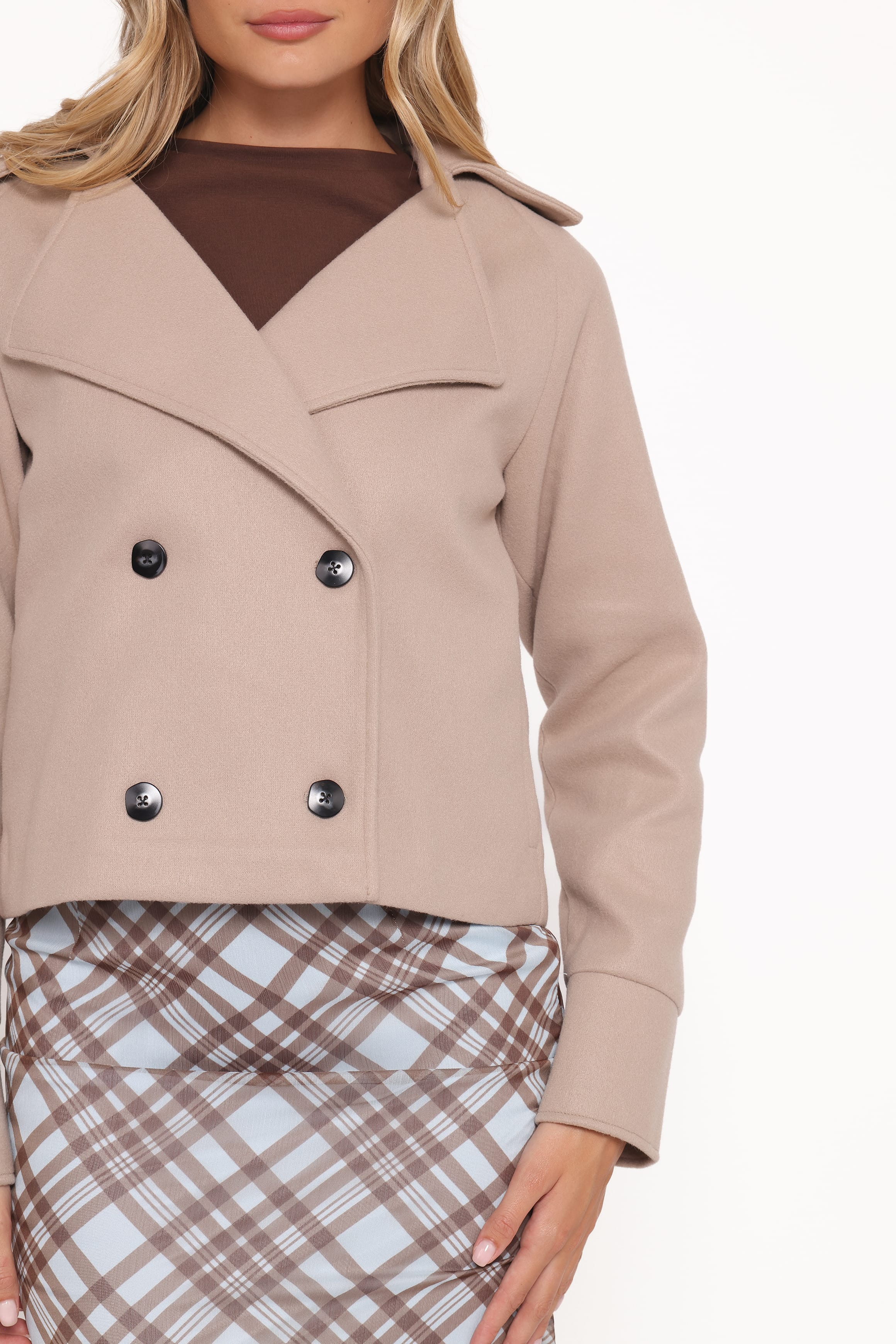 Saylor Cropped Car Coat - Oatmeal - Image 3