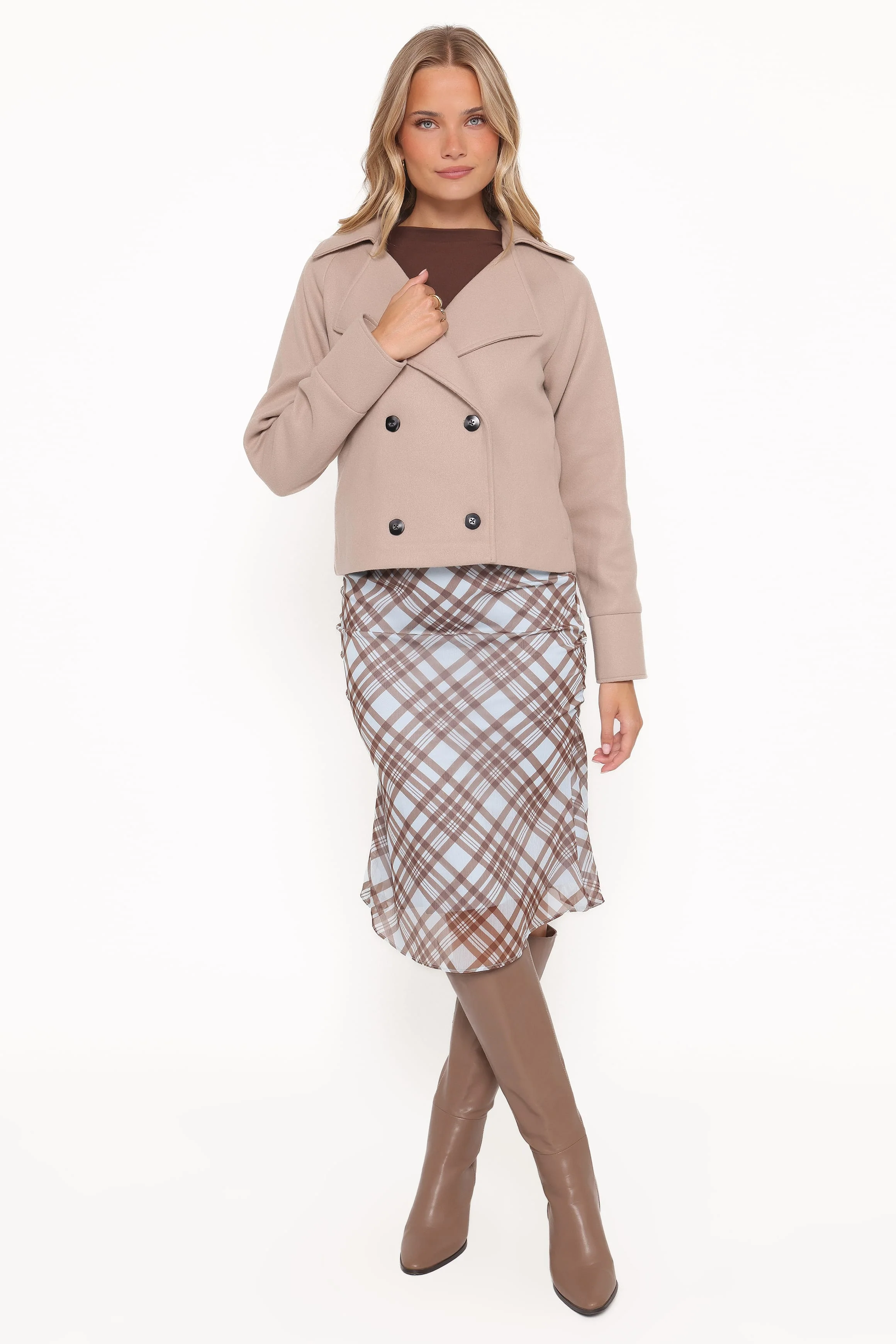 Saylor Cropped Car Coat - Oatmeal - Image 6