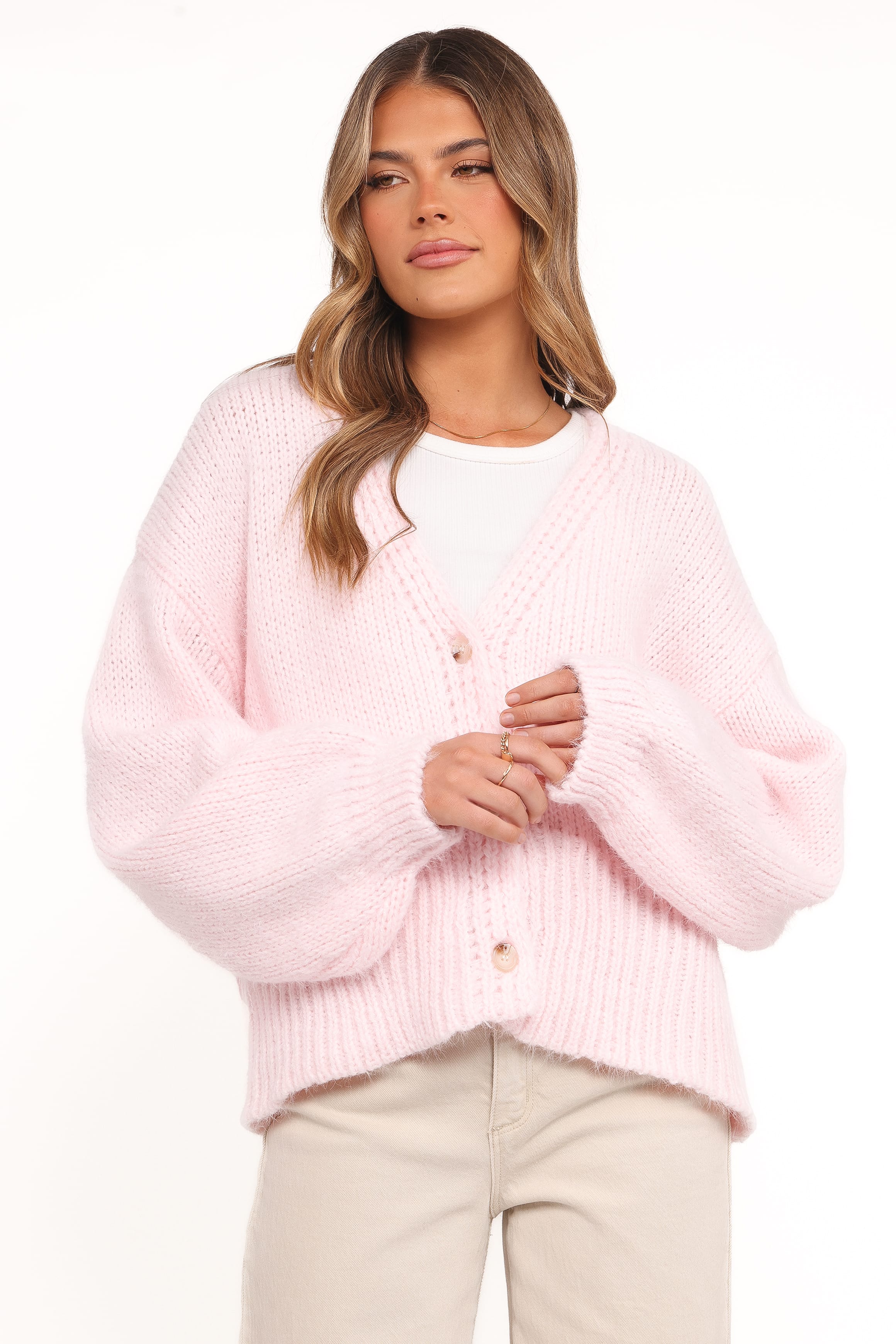 Selina Wide Sleeve Cardigan - Pale Pink - Image 6