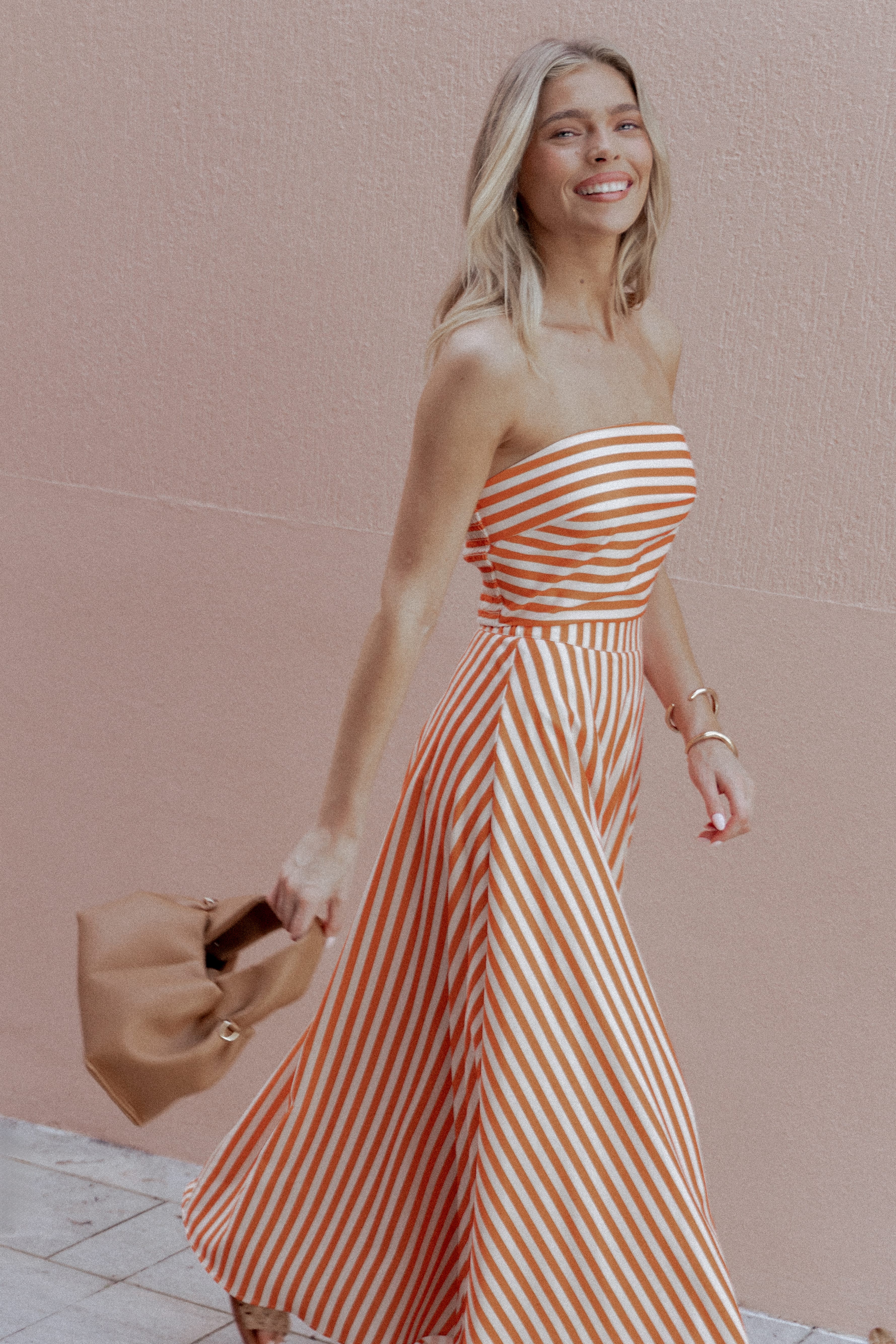 Serafina Two Piece Set - Orange Beige Stripe - Image 3