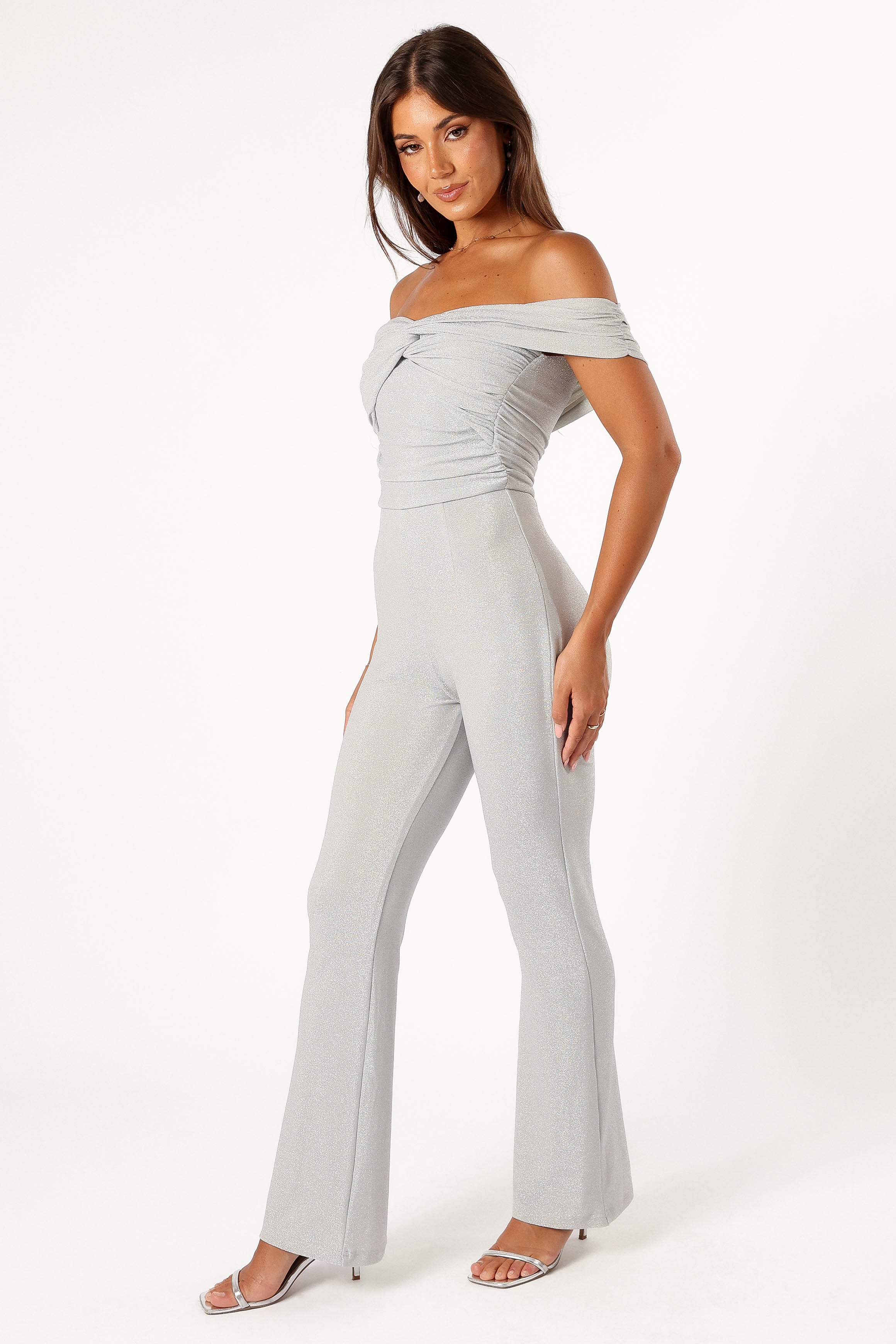 Sharnie Off Shoulder Jumpsuit - Silver - Image 3