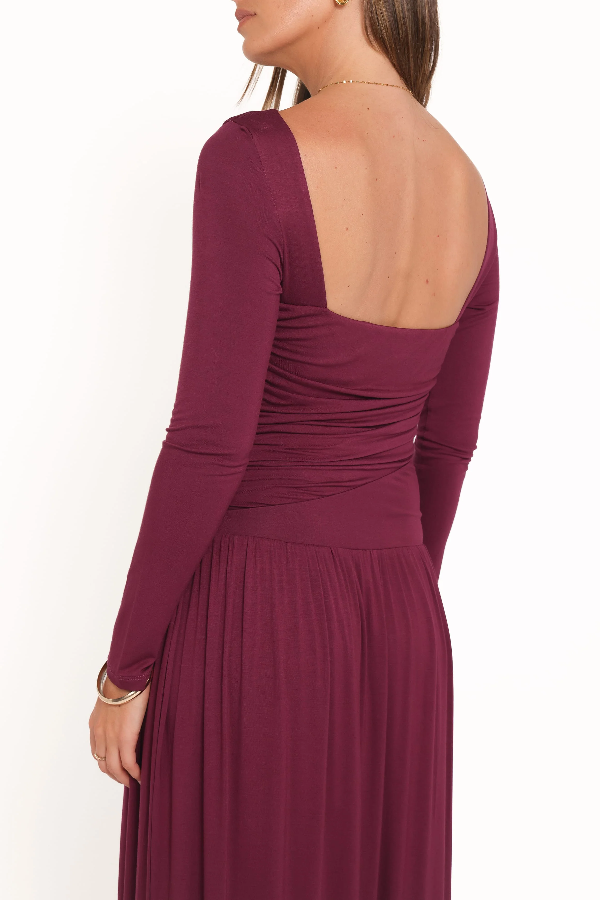 Shirley Long Sleeve Maxi Dress - Burgundy - Image 4