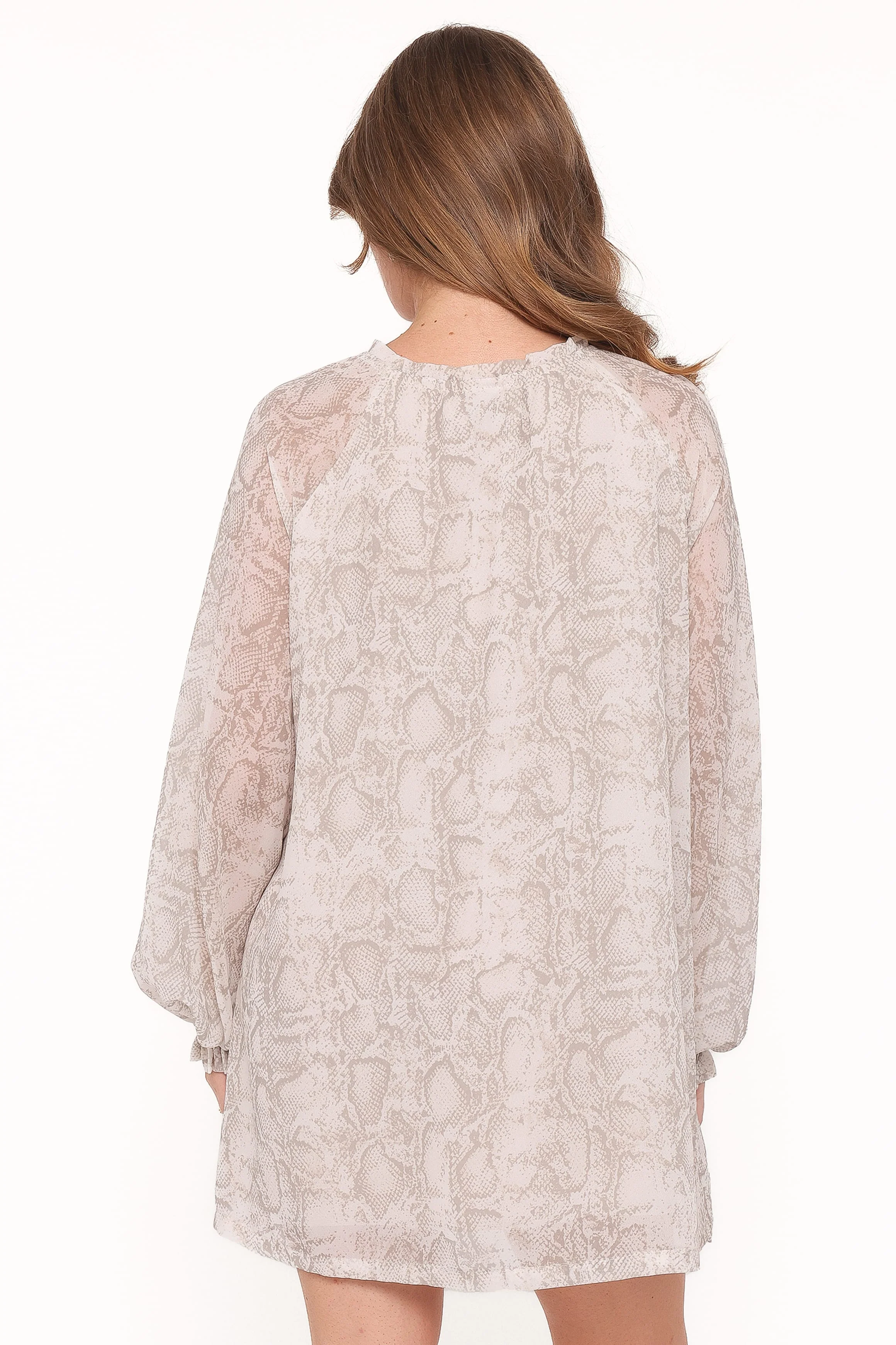 Sigrid Tie Cuff Mini Dress - Snake Print - Image 5