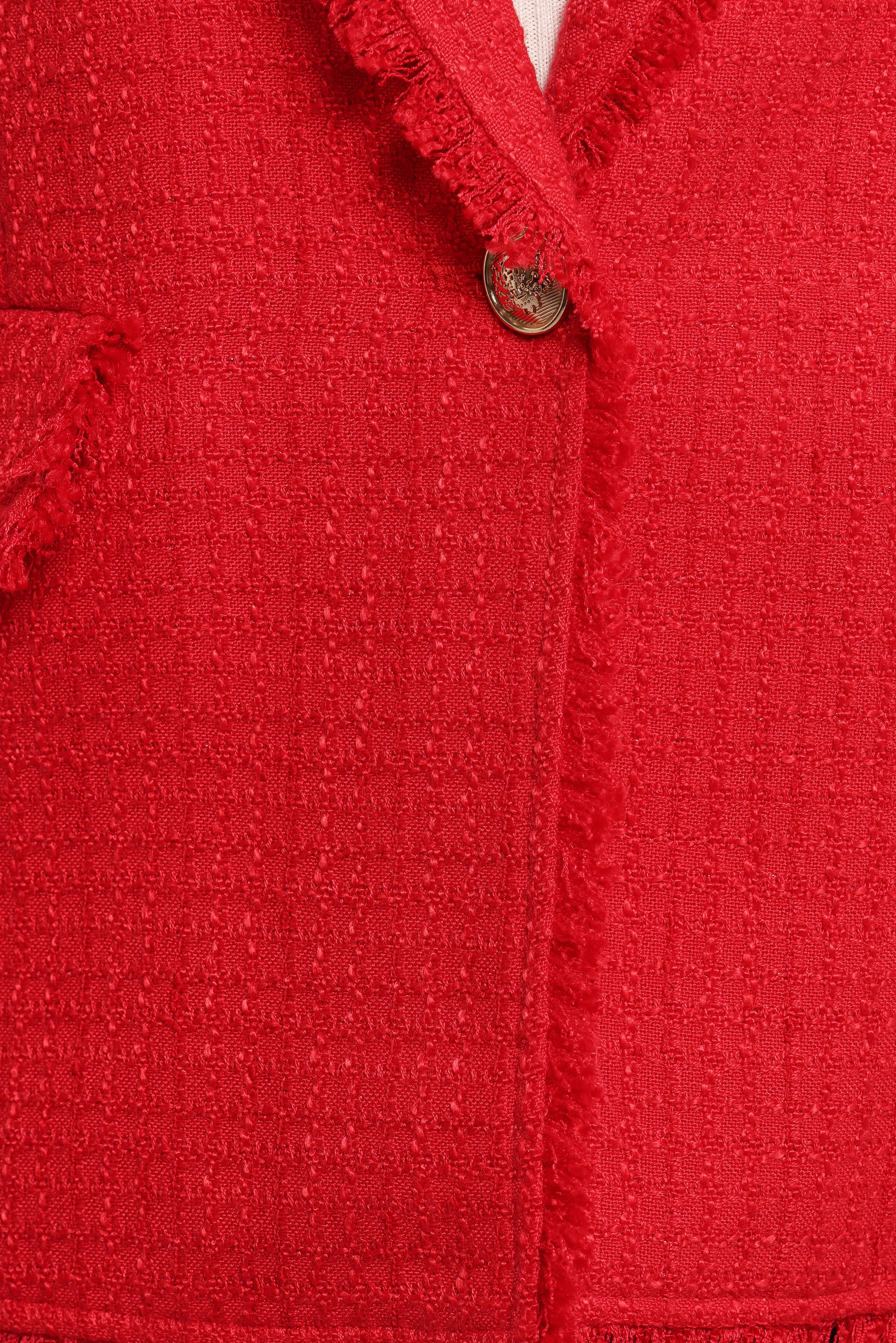 Simona Single Button Twill Blazer - Red - Image 7