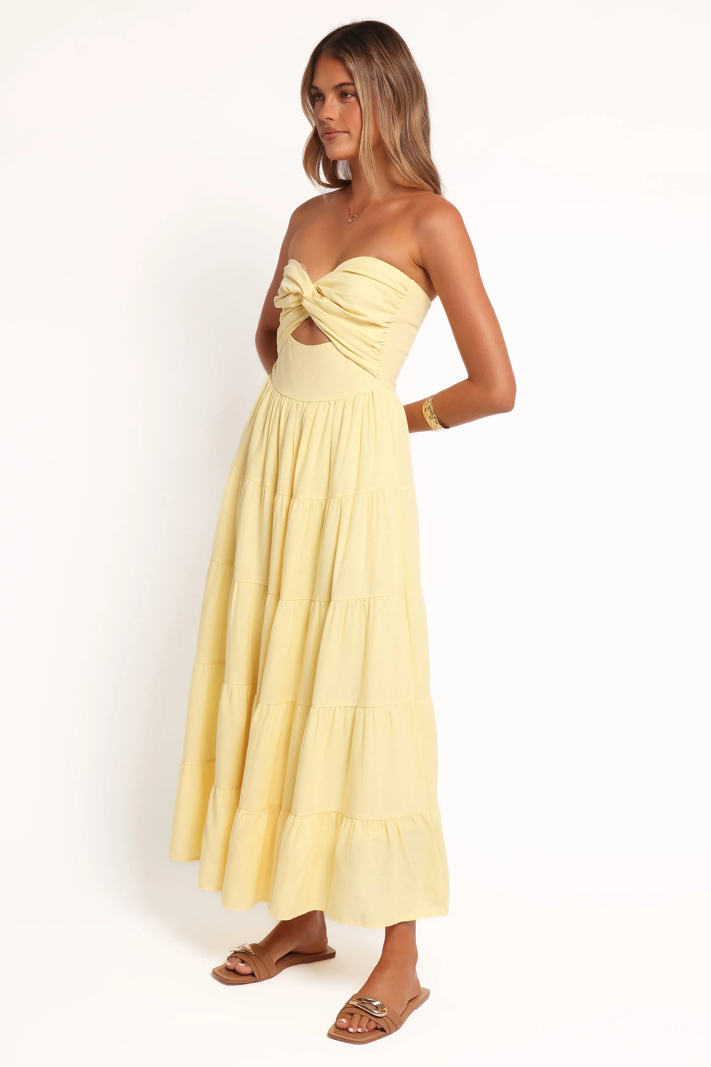 Sitara Strapless Midi Dress - Yellow - Image 4