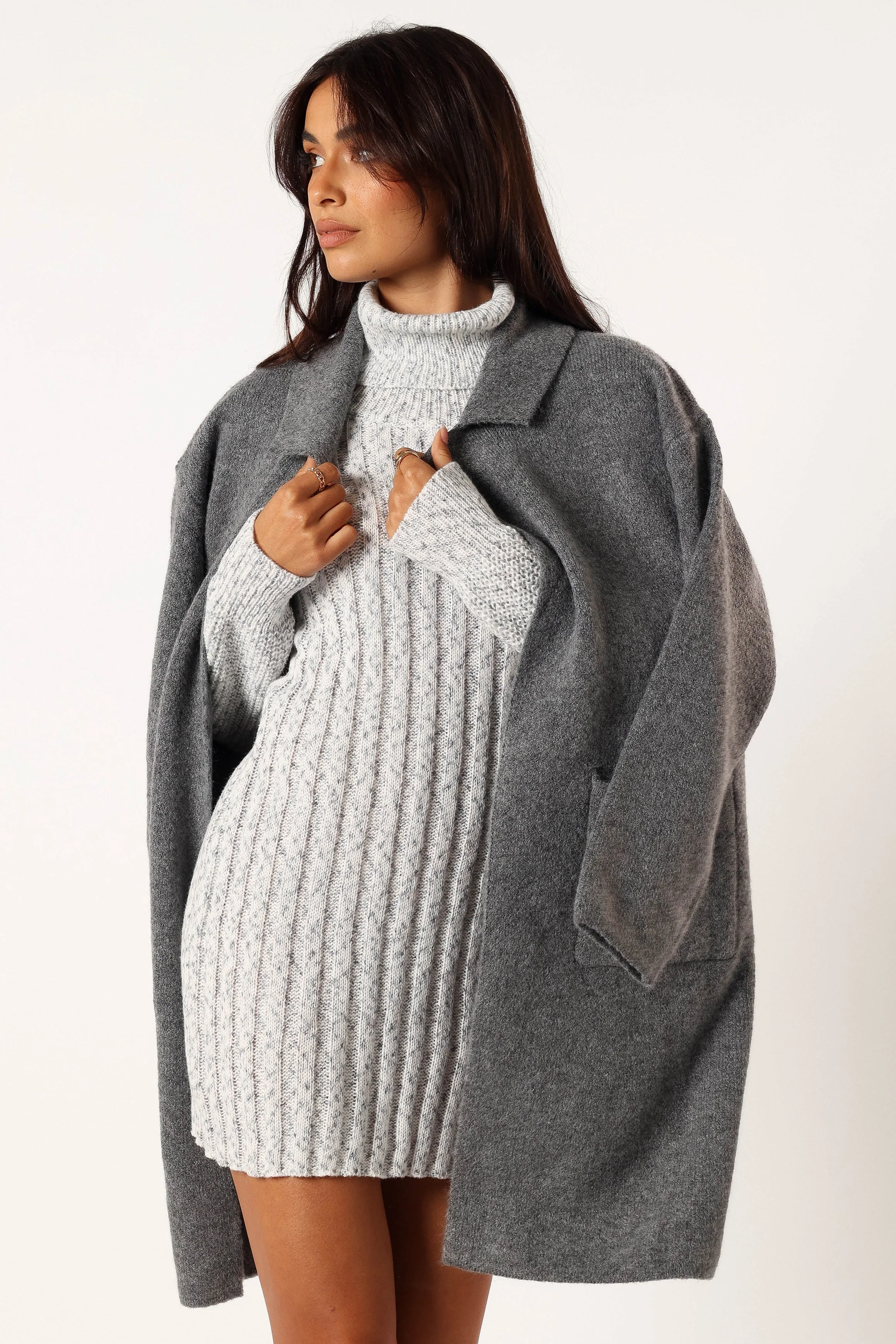 Skylar Open Front Coatigan - Grey - Image 10
