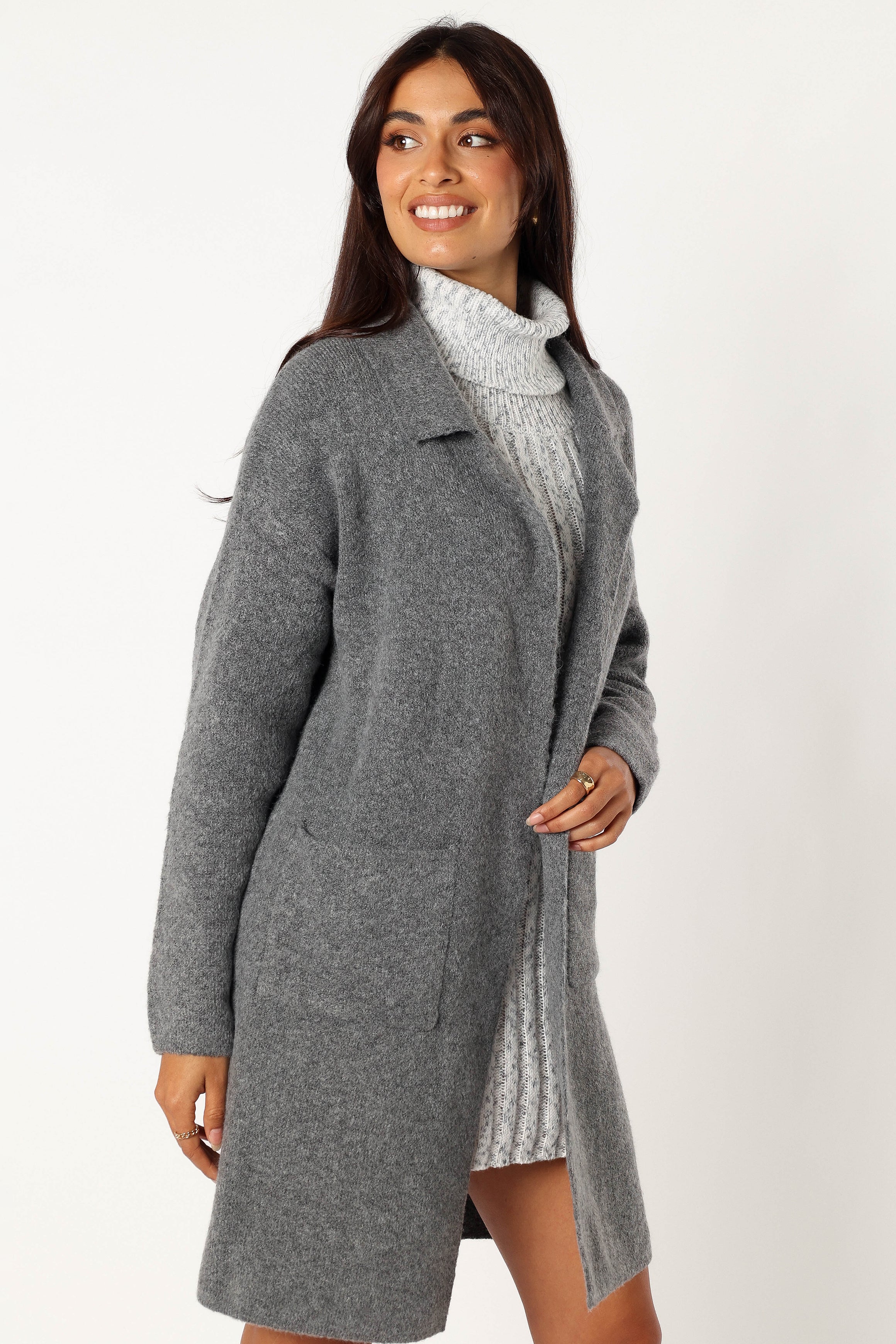 Skylar Open Front Coatigan - Grey - Image 5