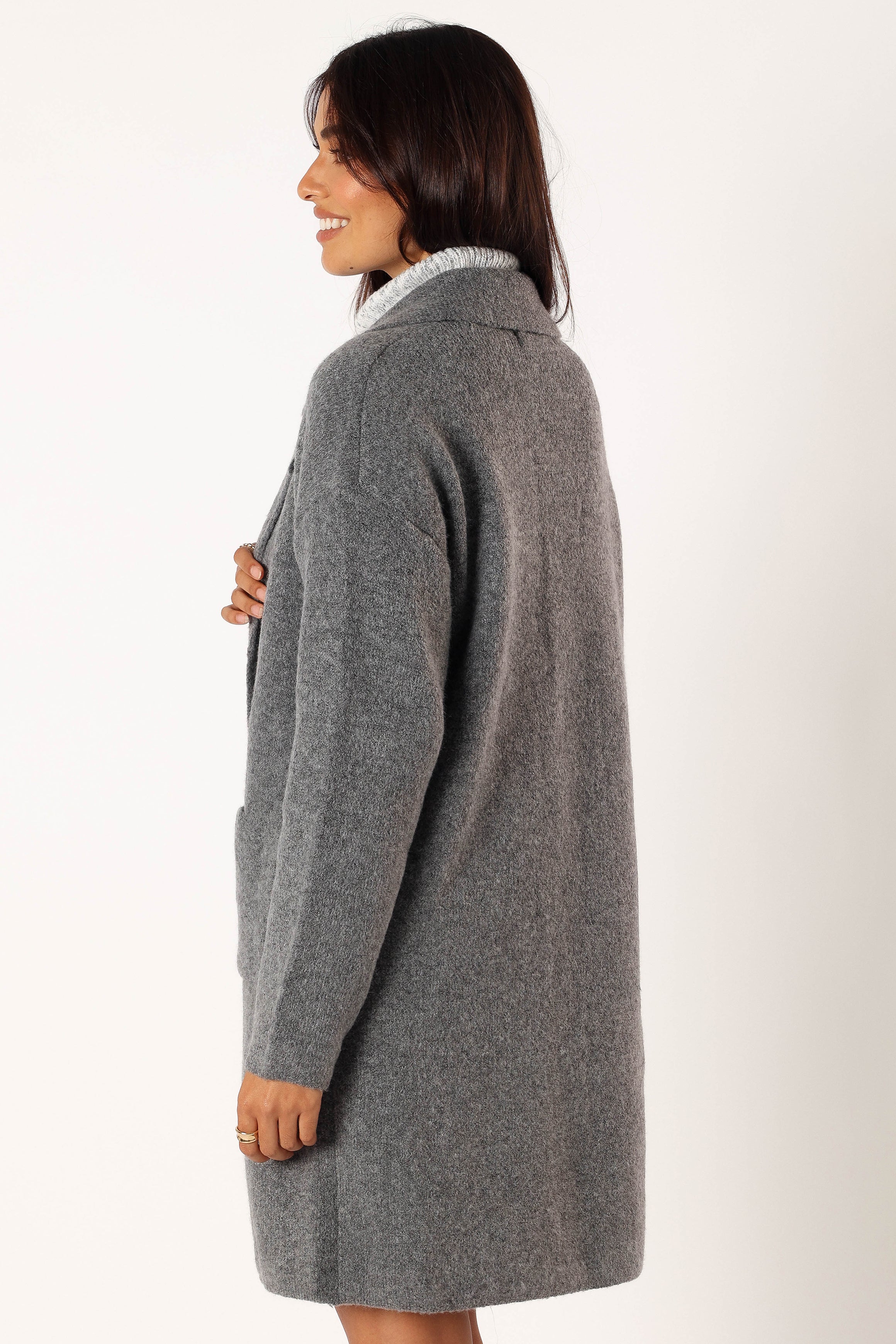 Skylar Open Front Coatigan - Grey - Image 8