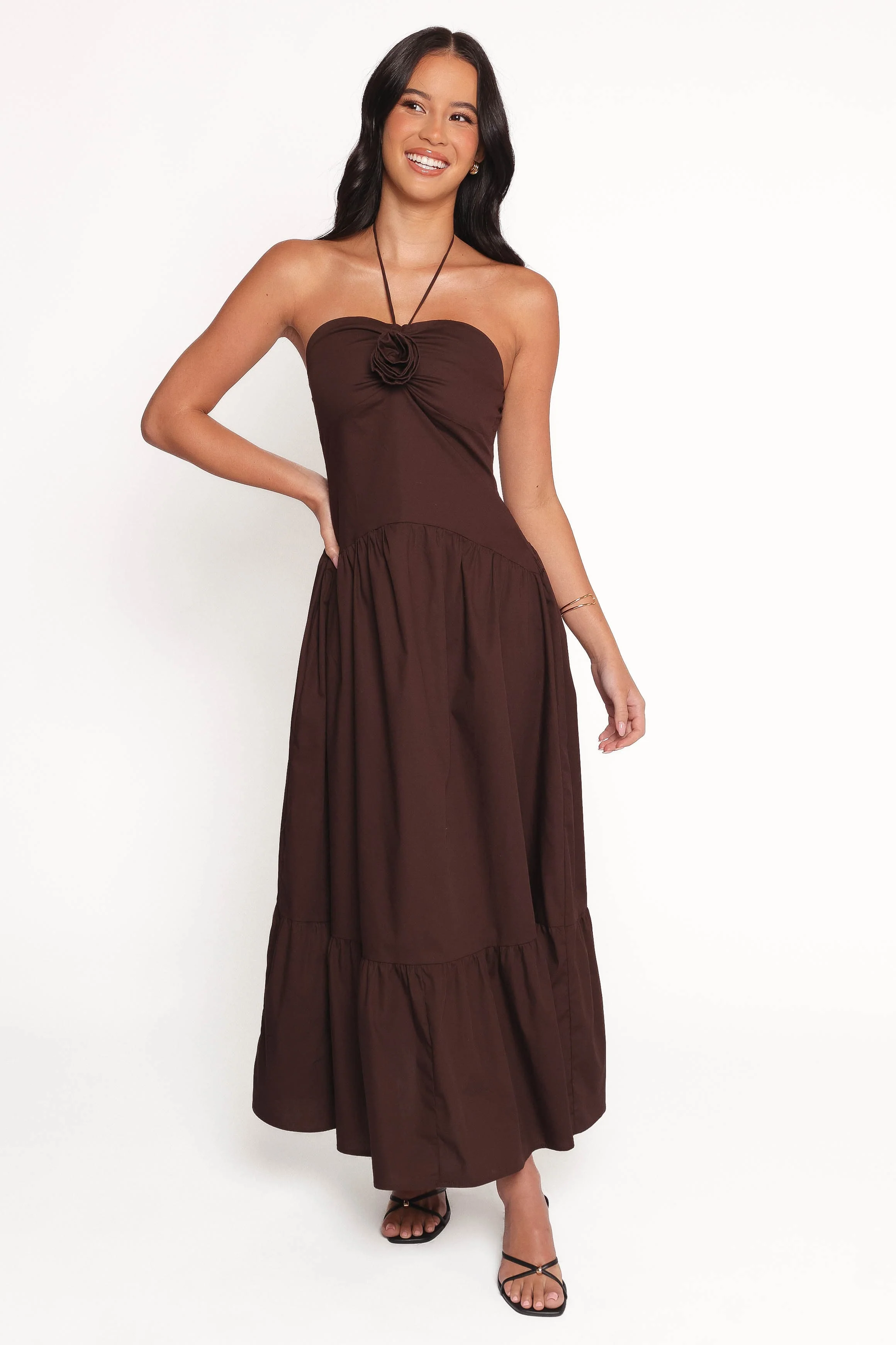 Soleila Halter Maxi Dress - Chocolate - Image 2