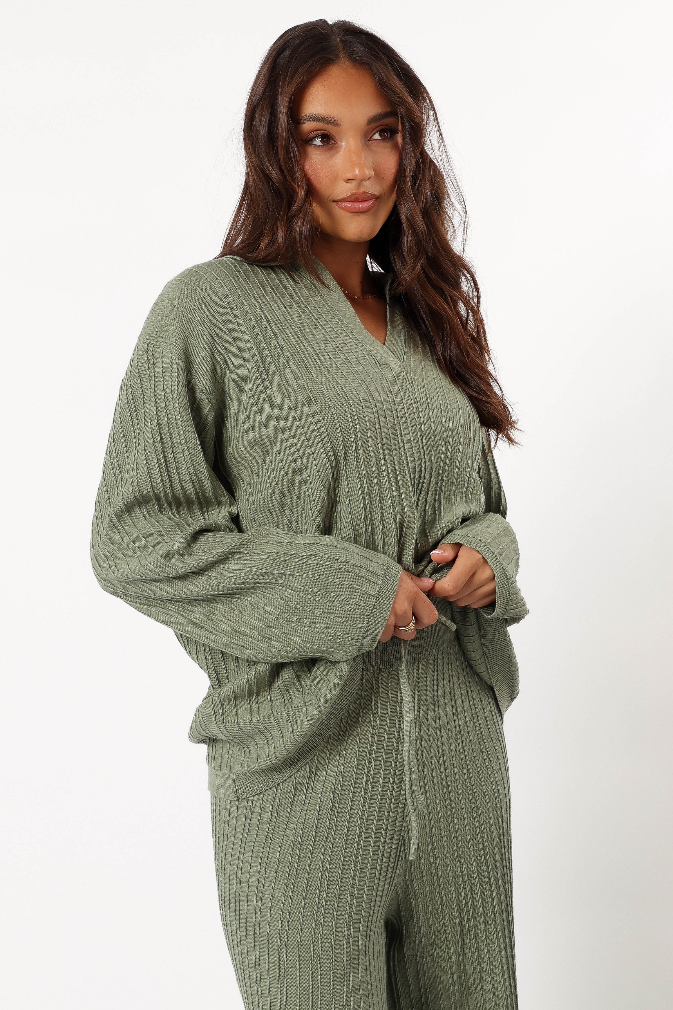 Sonole Ribbed Knit Sweater - Khaki - Image 6