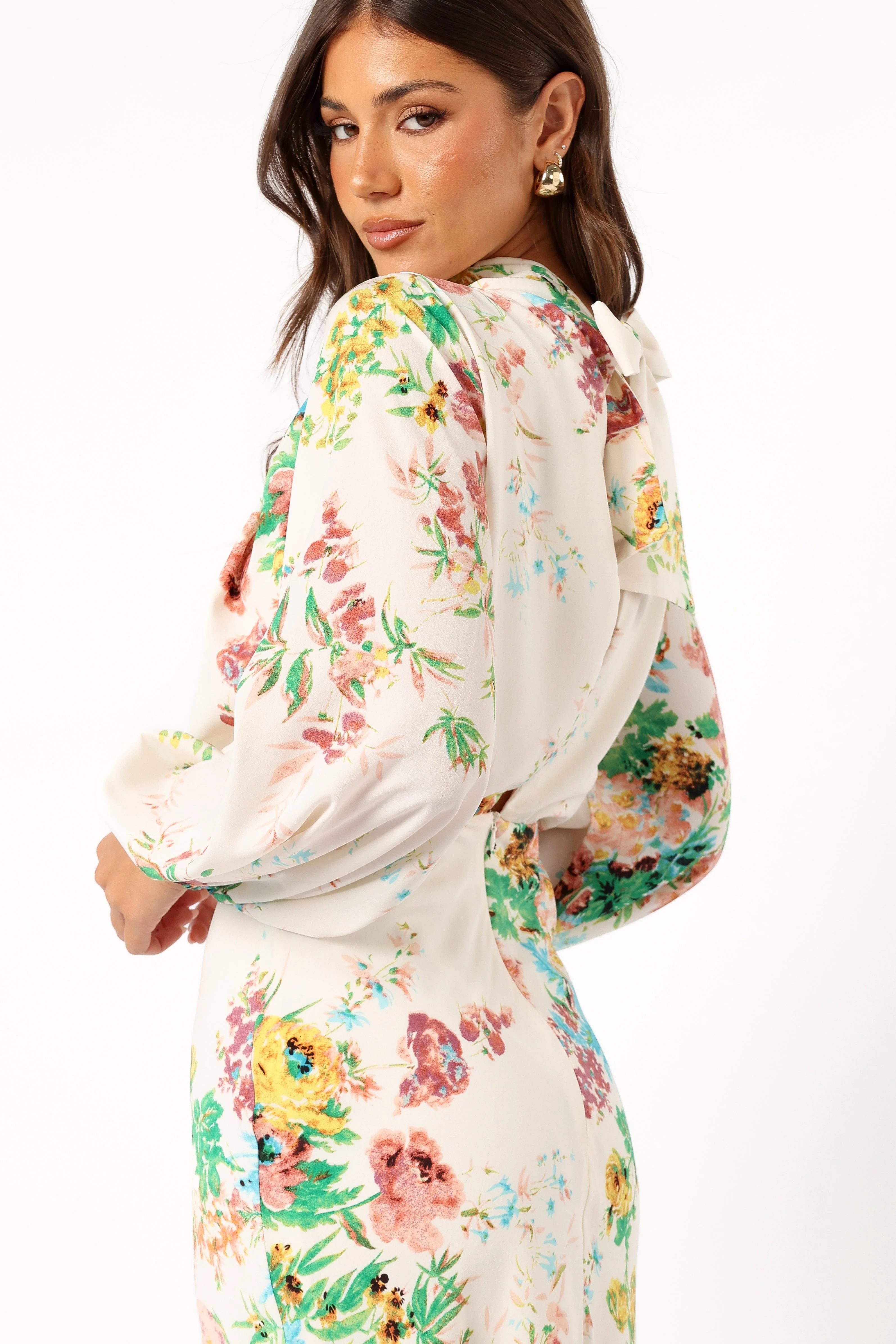 Sophia Long Sleeve Dress - White Floral - Image 7