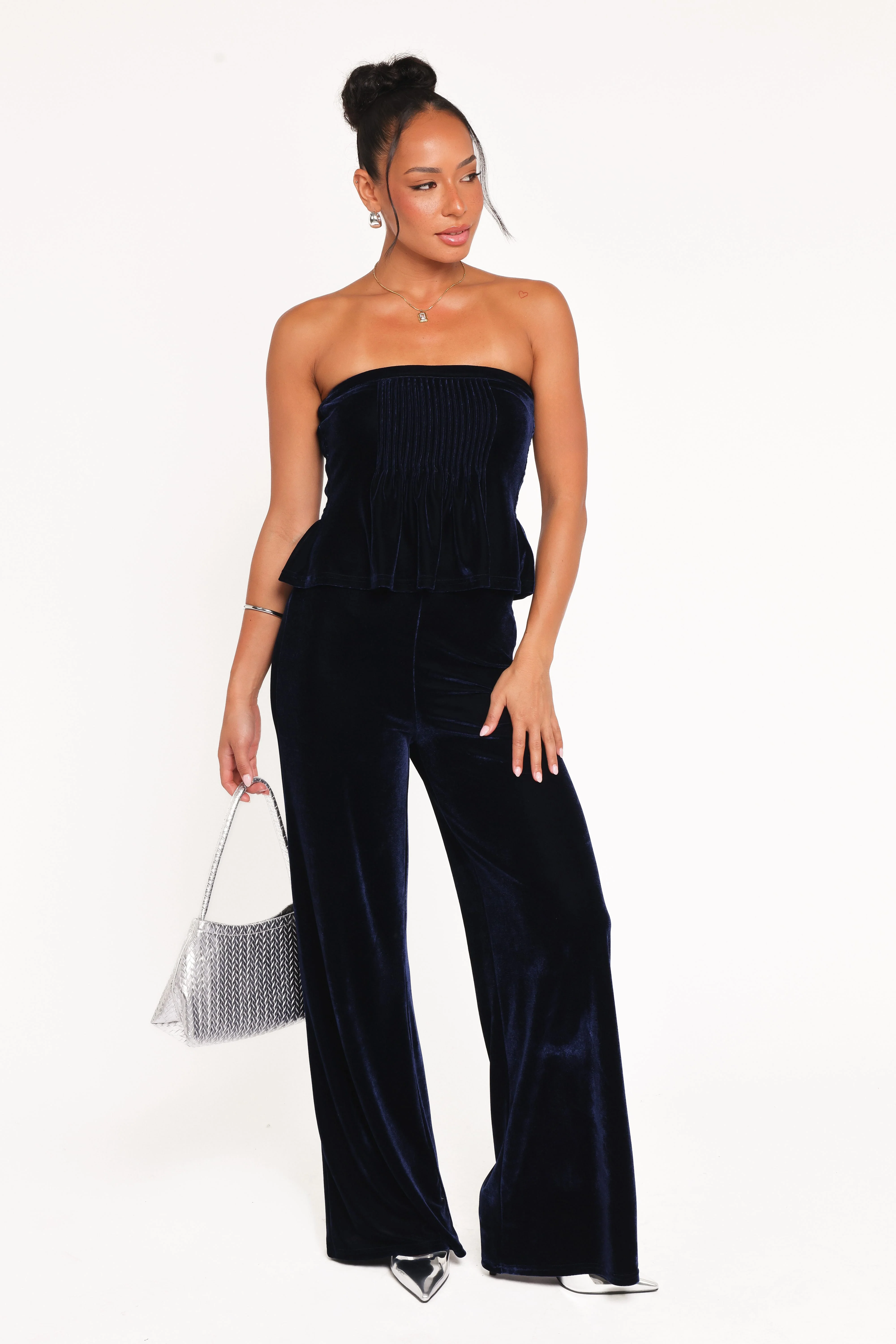 Sutton Strapless Pant Set - Midnight Blue Velvet - Image 2