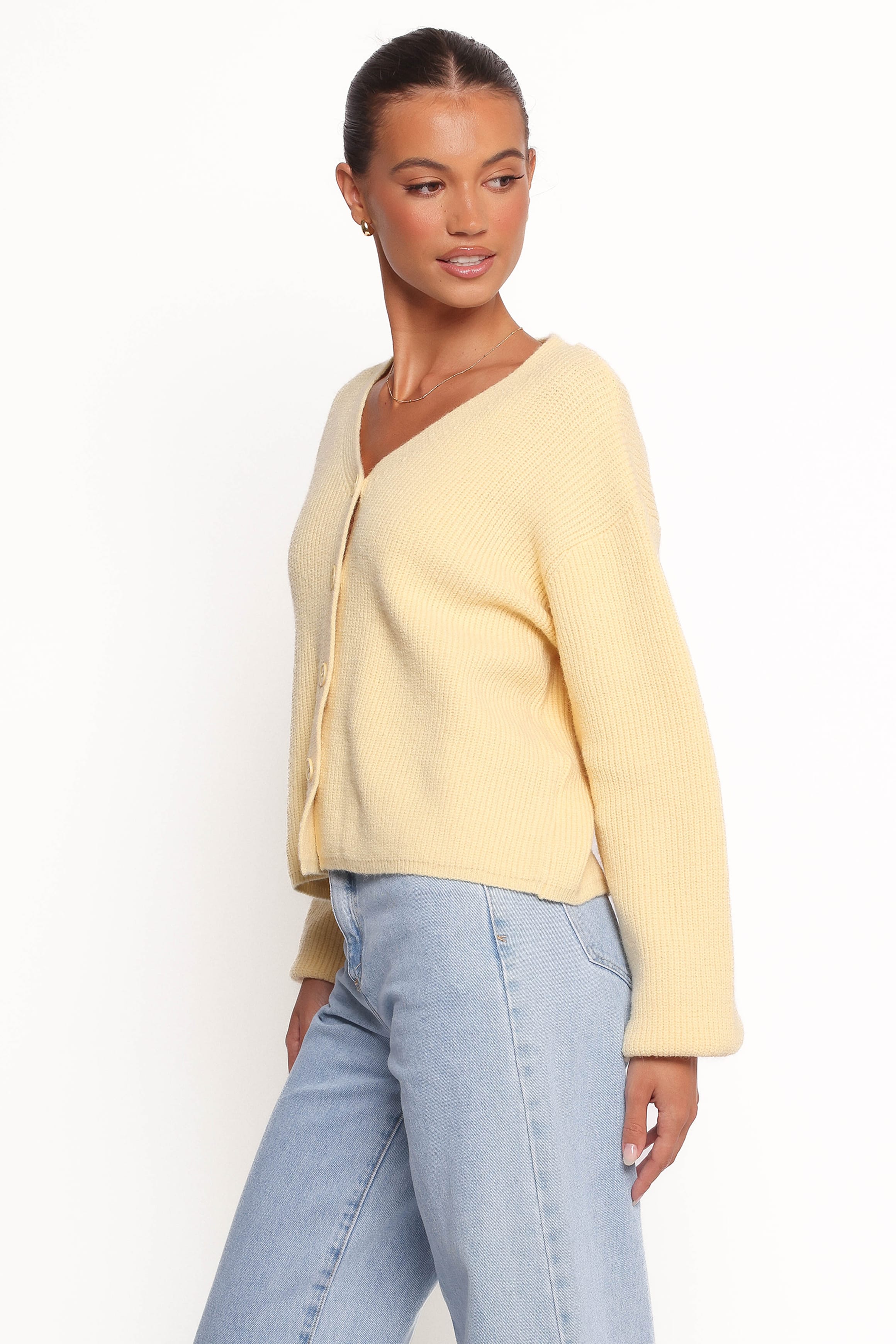 Sybil Button Front Cardigan - Butter Yellow - Image 4