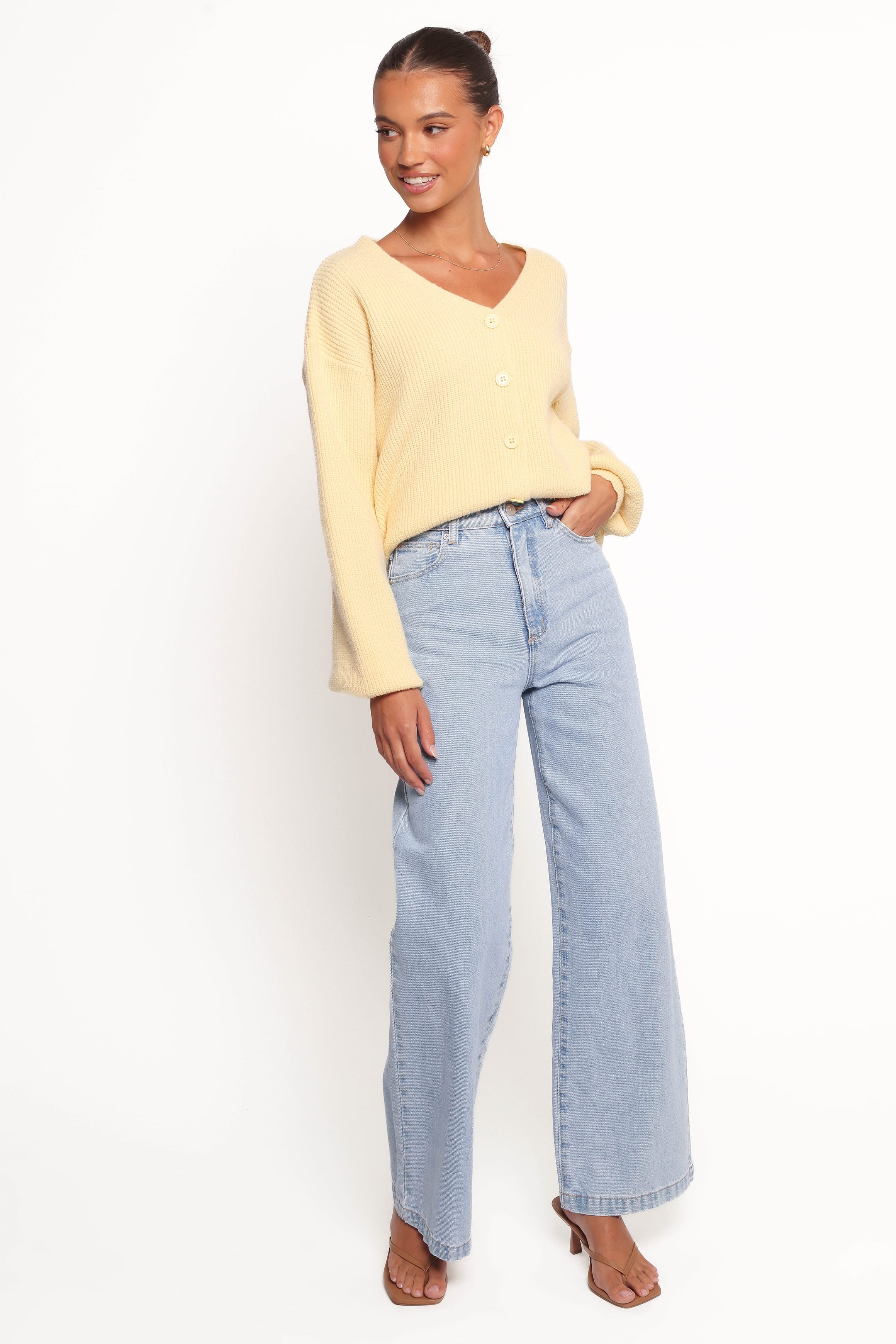 Sybil Button Front Cardigan - Butter Yellow - Image 7