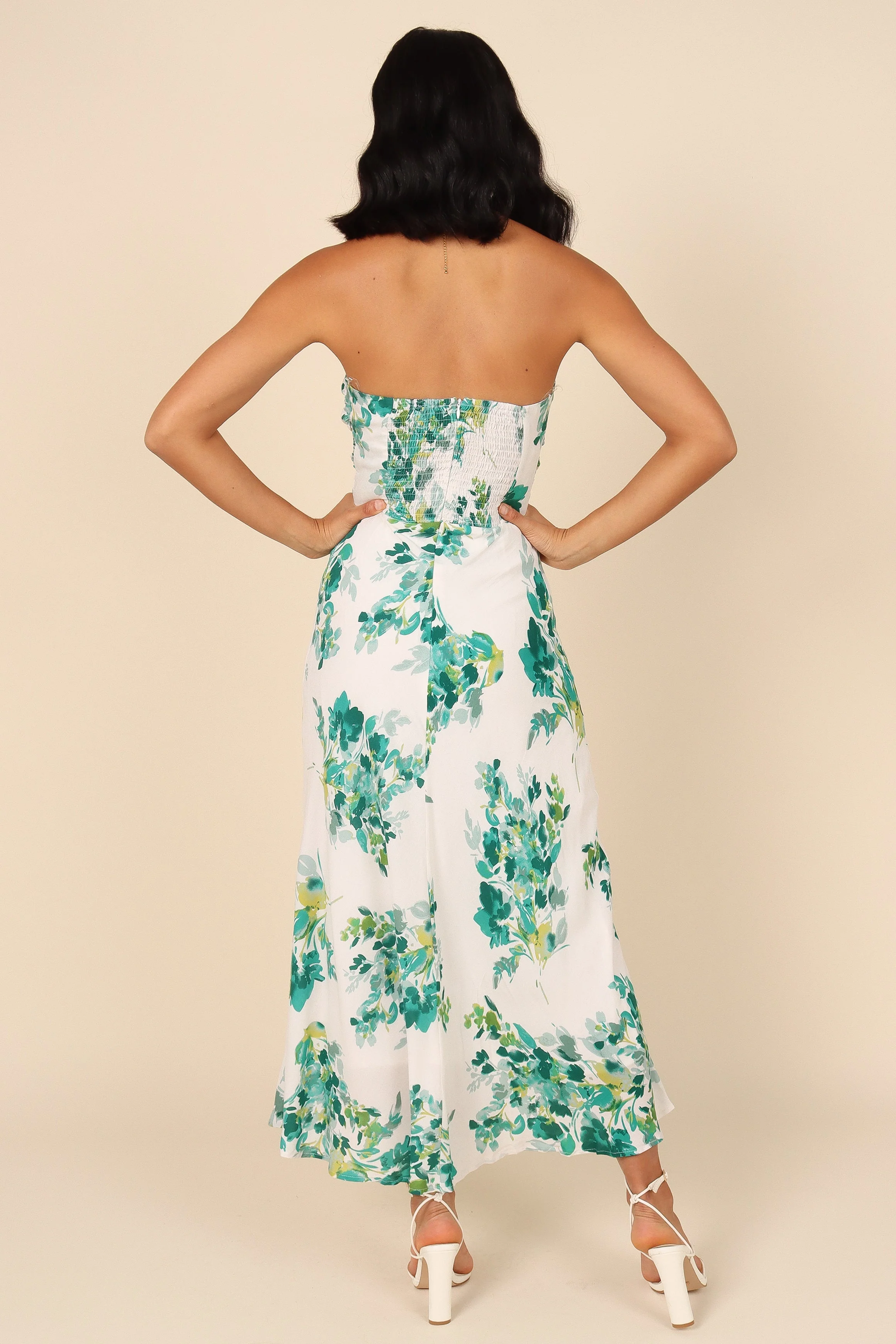 Teagan Strapless Midi Dress - Green Floral - Image 5