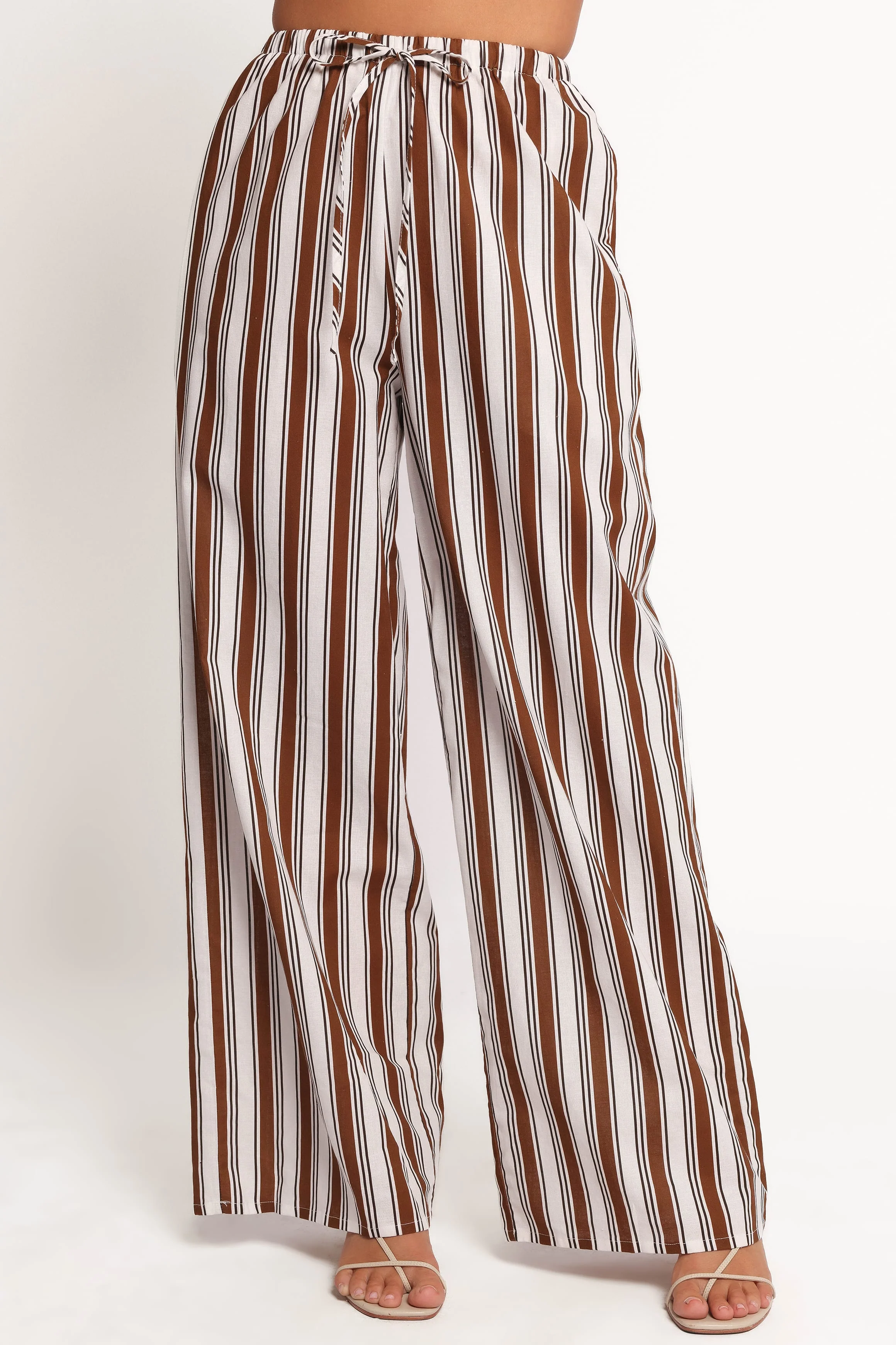 Thalia Wide Leg Pant - Chocolate Stripe - Image 2