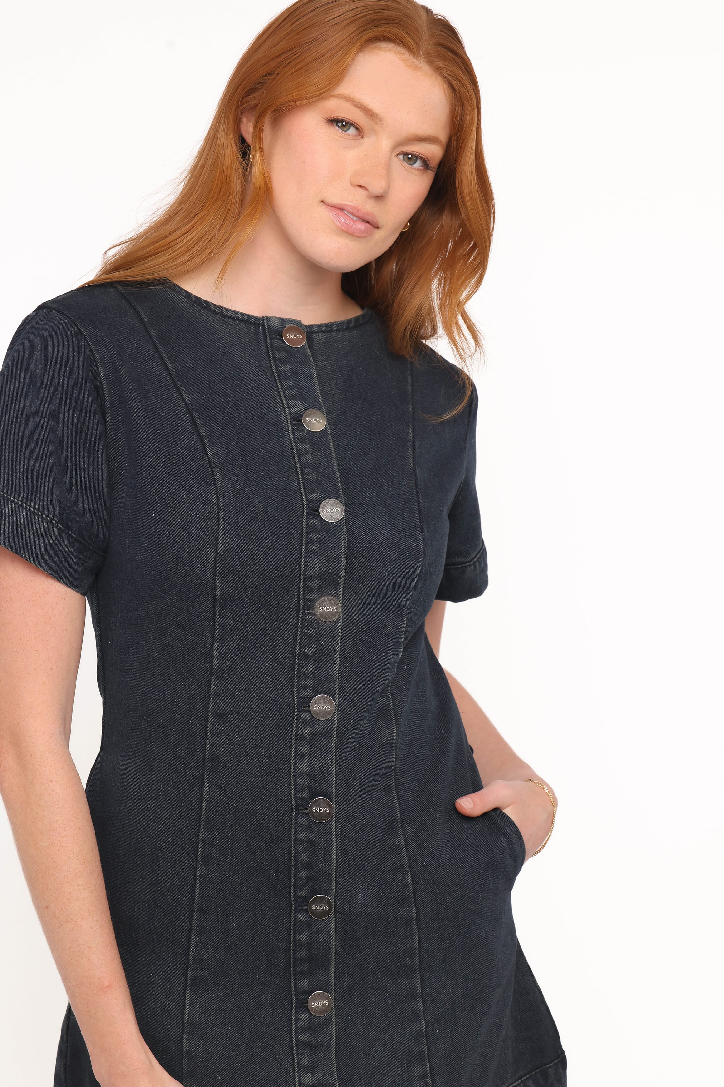 Tilla Denim Mini Dress - Indigo Blue - Image 2
