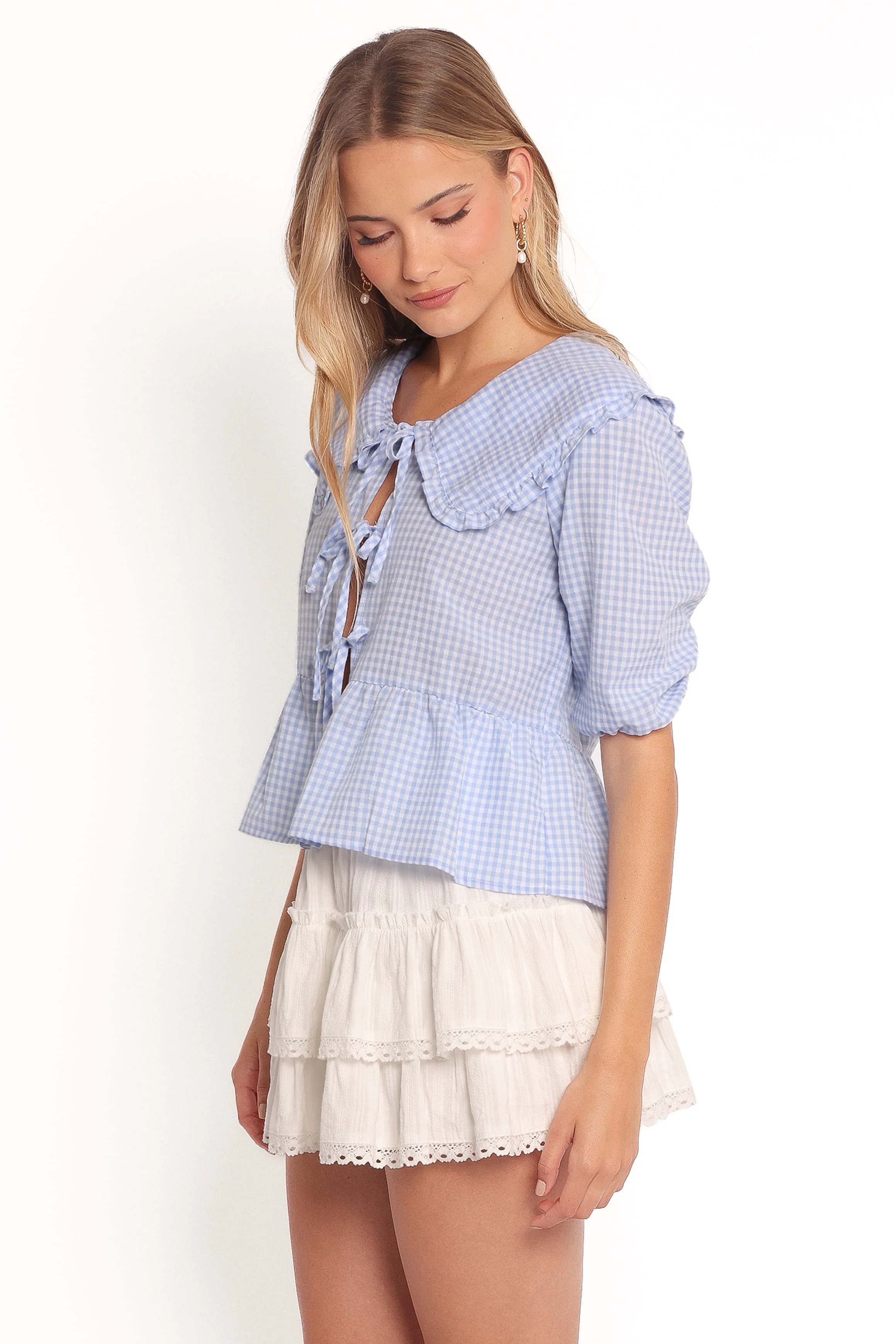 Tillio Tie Front Top - Blue - Image 3
