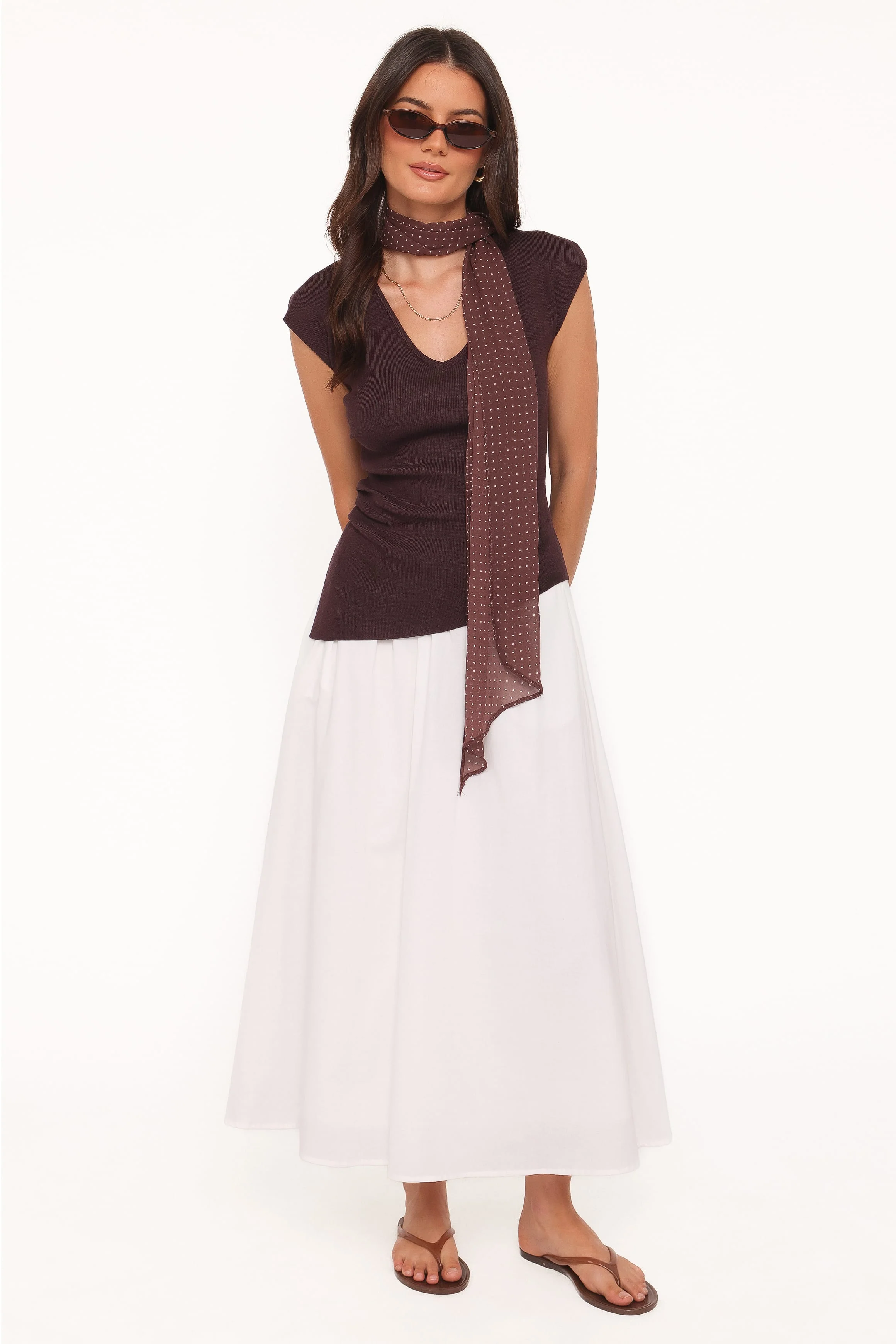 Tori Side Cinch Knitted Top - Chocolate Brown - Image 6