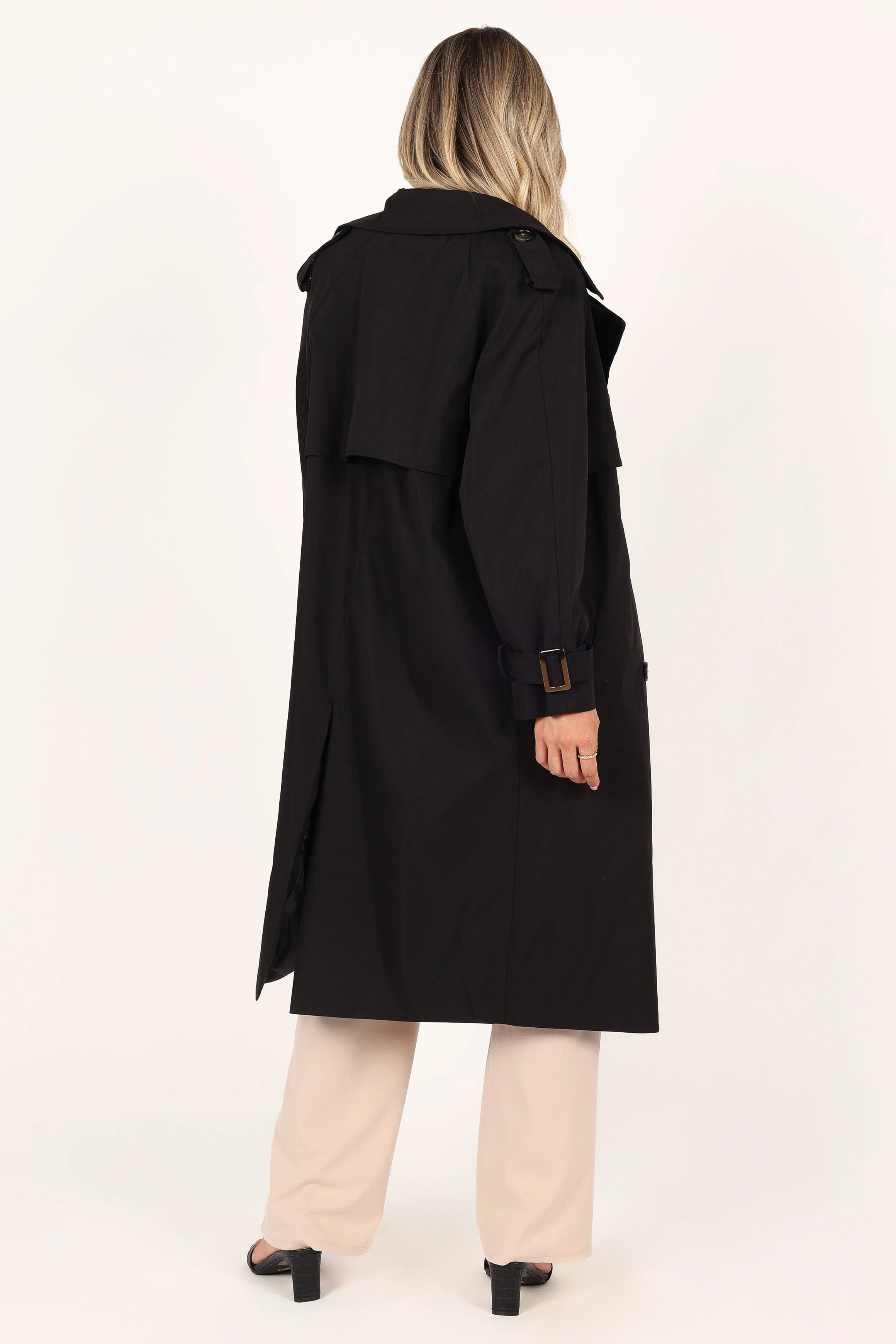 Trina Button Front Trench Coat - Black - Image 6
