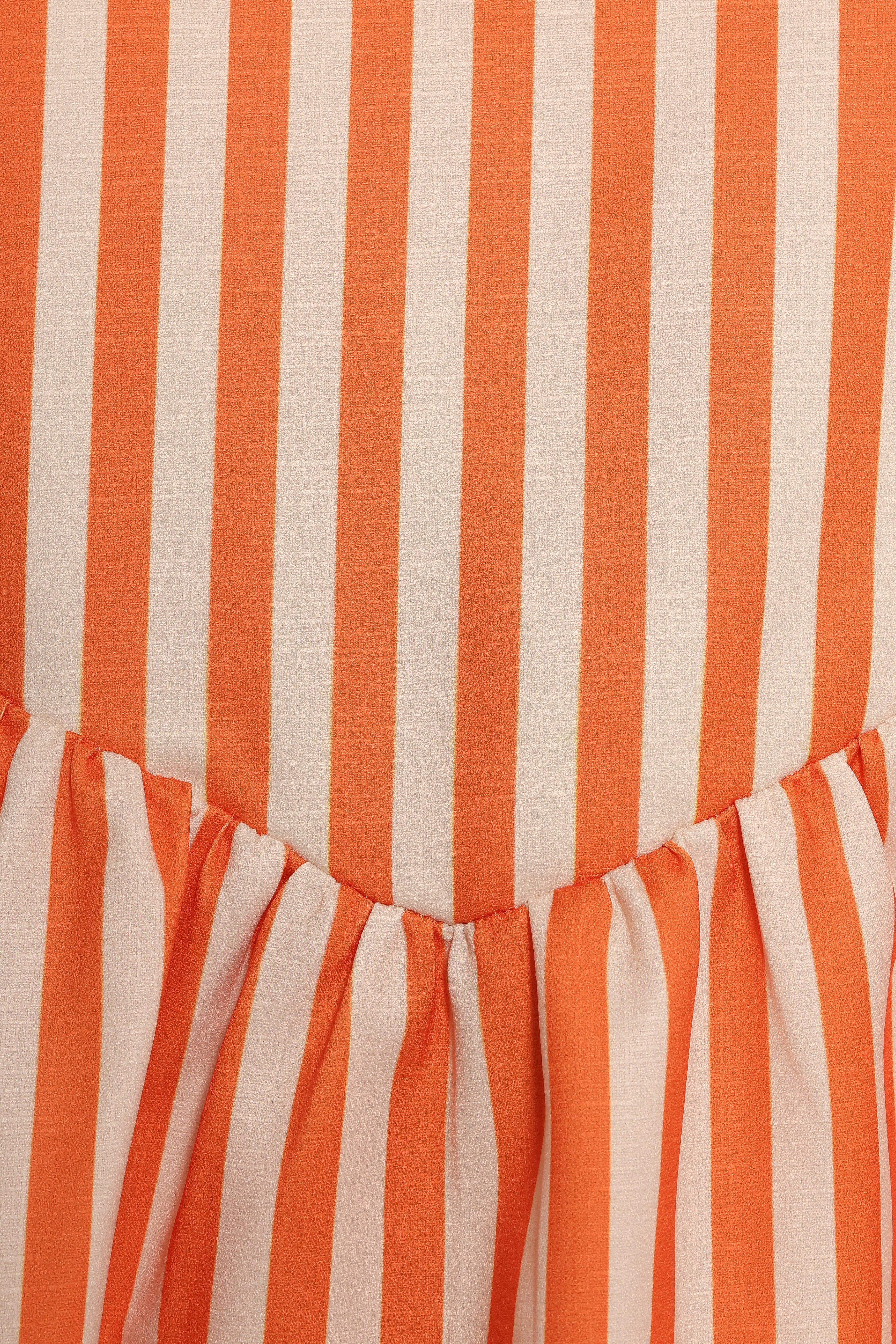 Valencia Halterneck Top - Orange Beige Stripe - Image 7