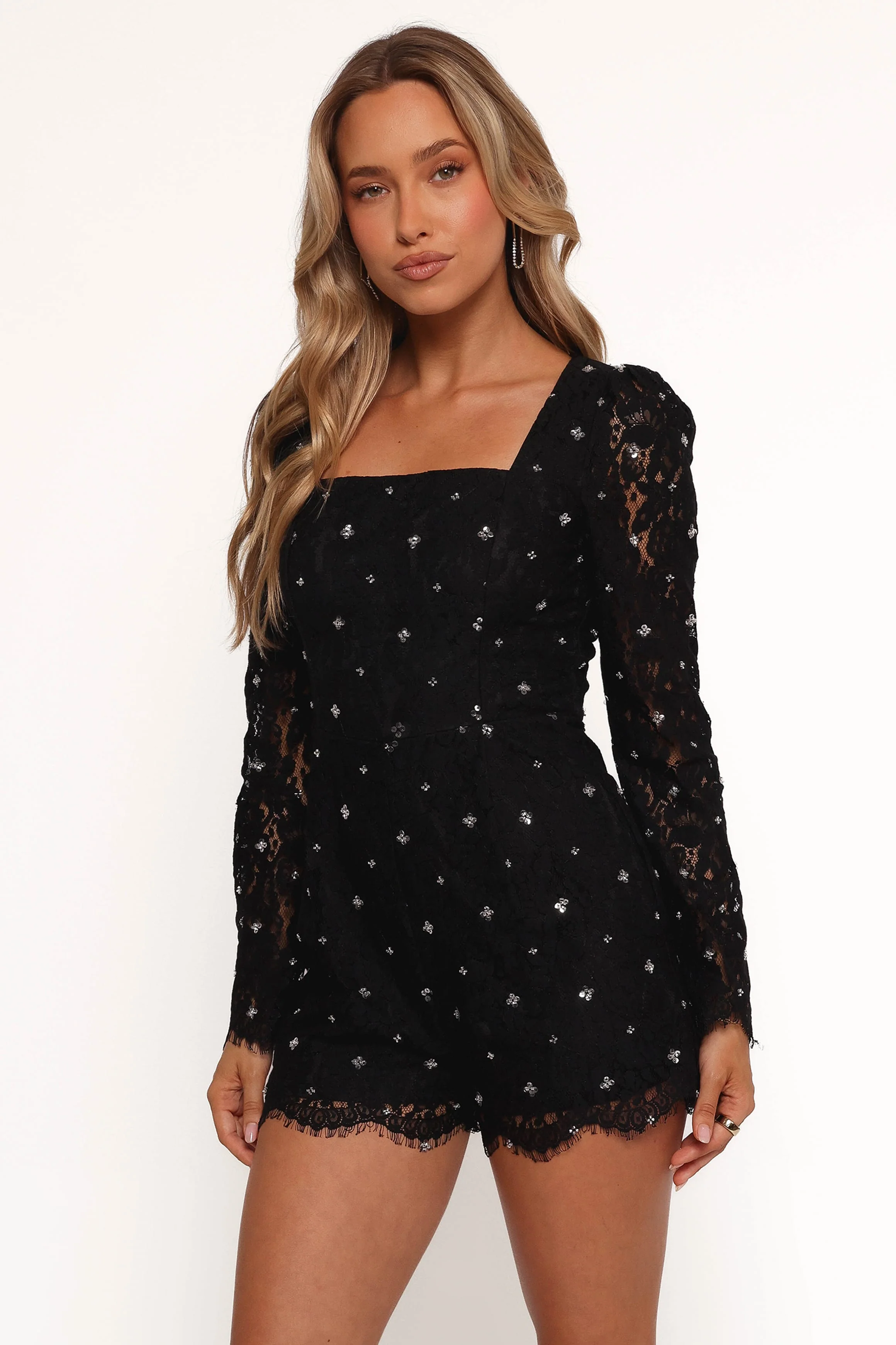 Vali Long Sleeve Romper - Black - Image 5