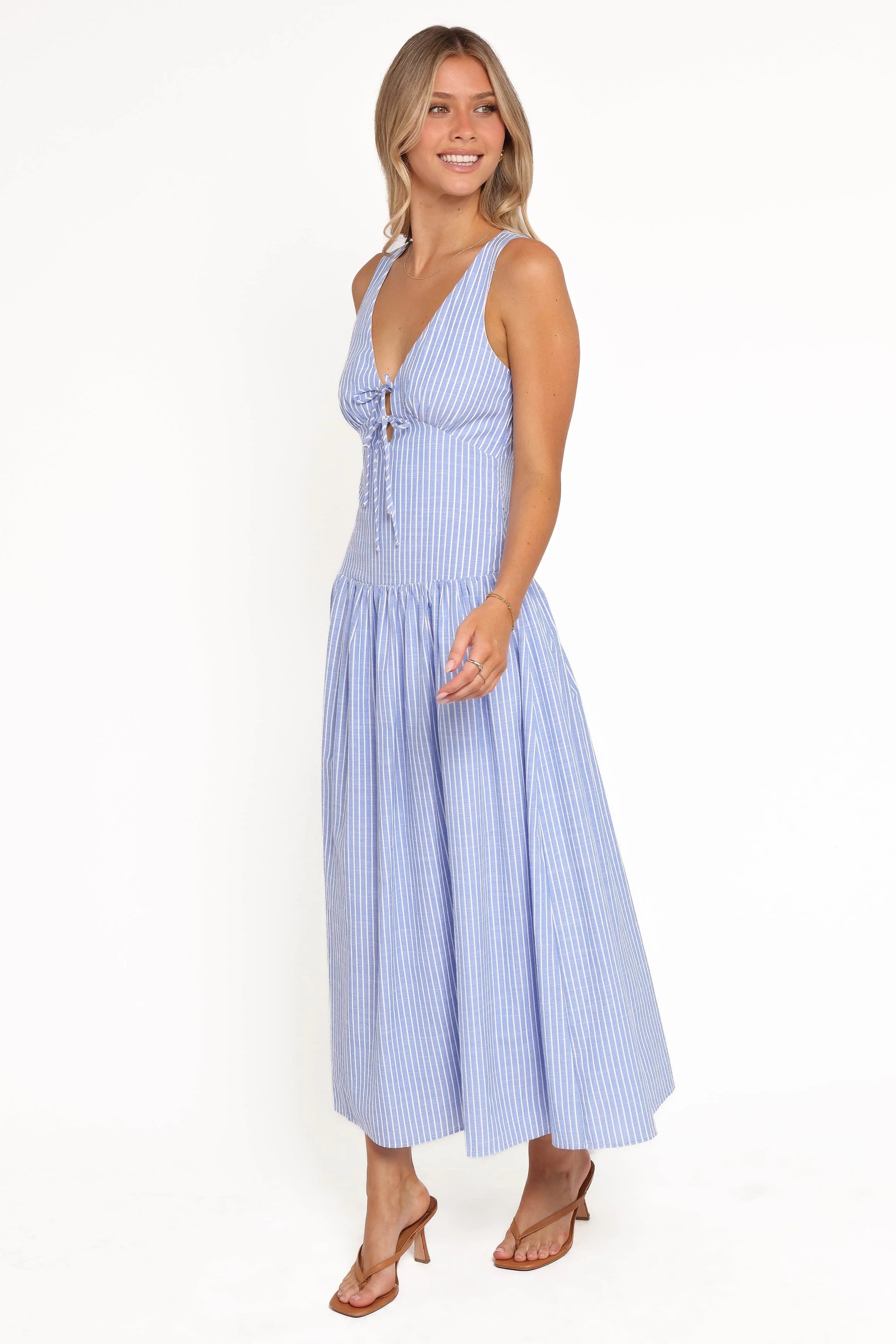 Vanessa Maxi Dress - Navy Pinstripe - Image 4