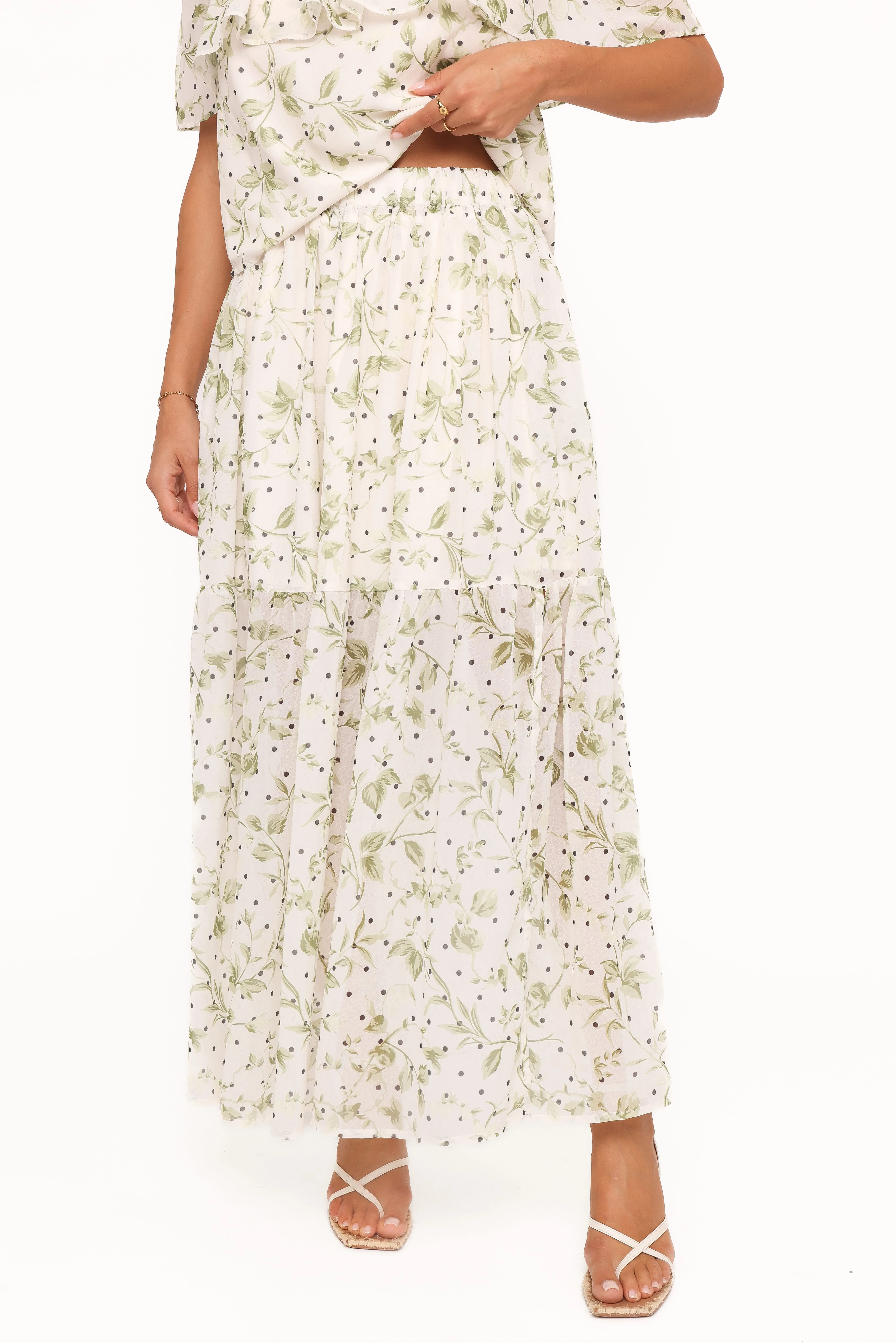 Vanessa Maxi Skirt Set - Green Leaf - Image 6