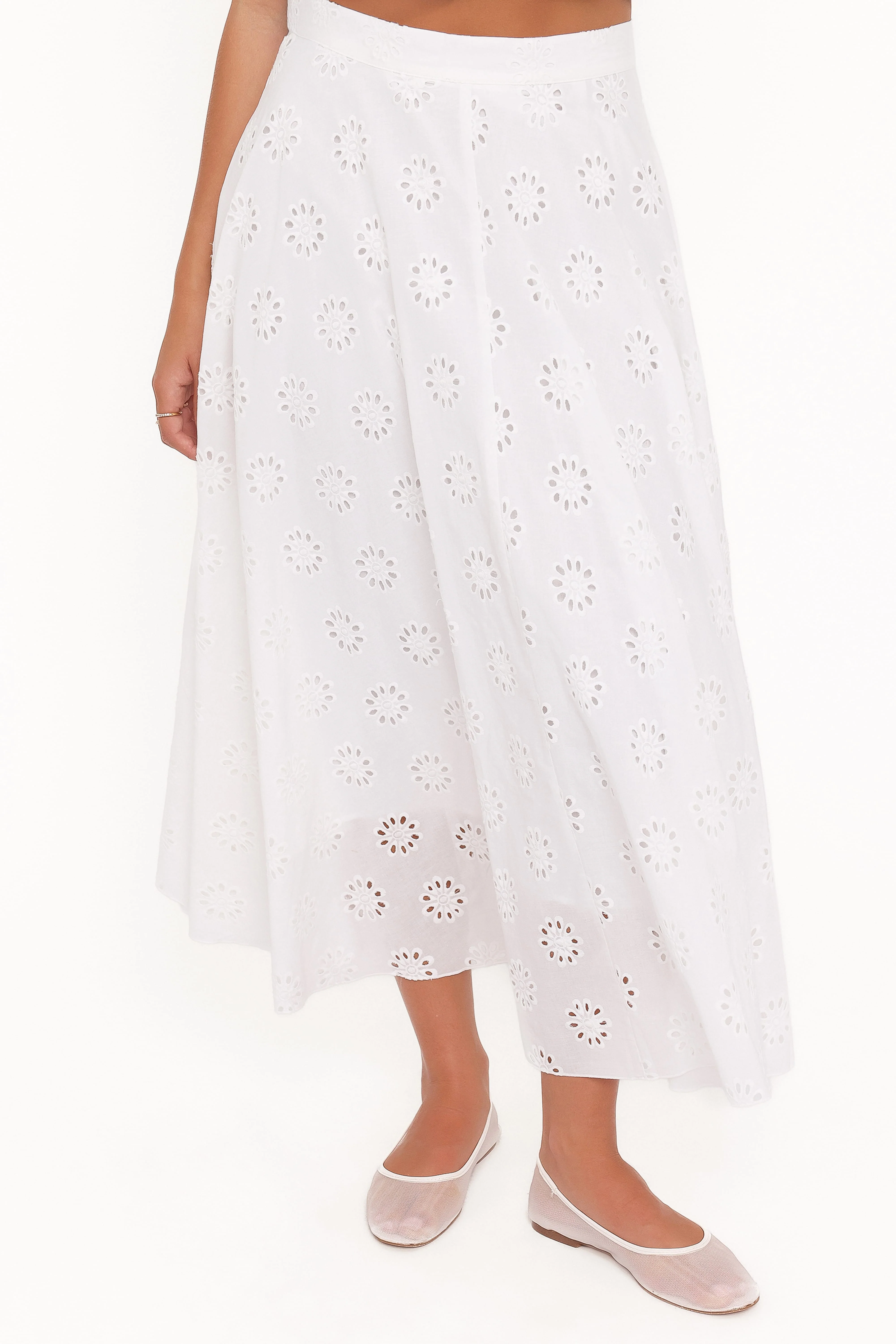 Varia Eyelet Maxi Skirt - White - Image 3