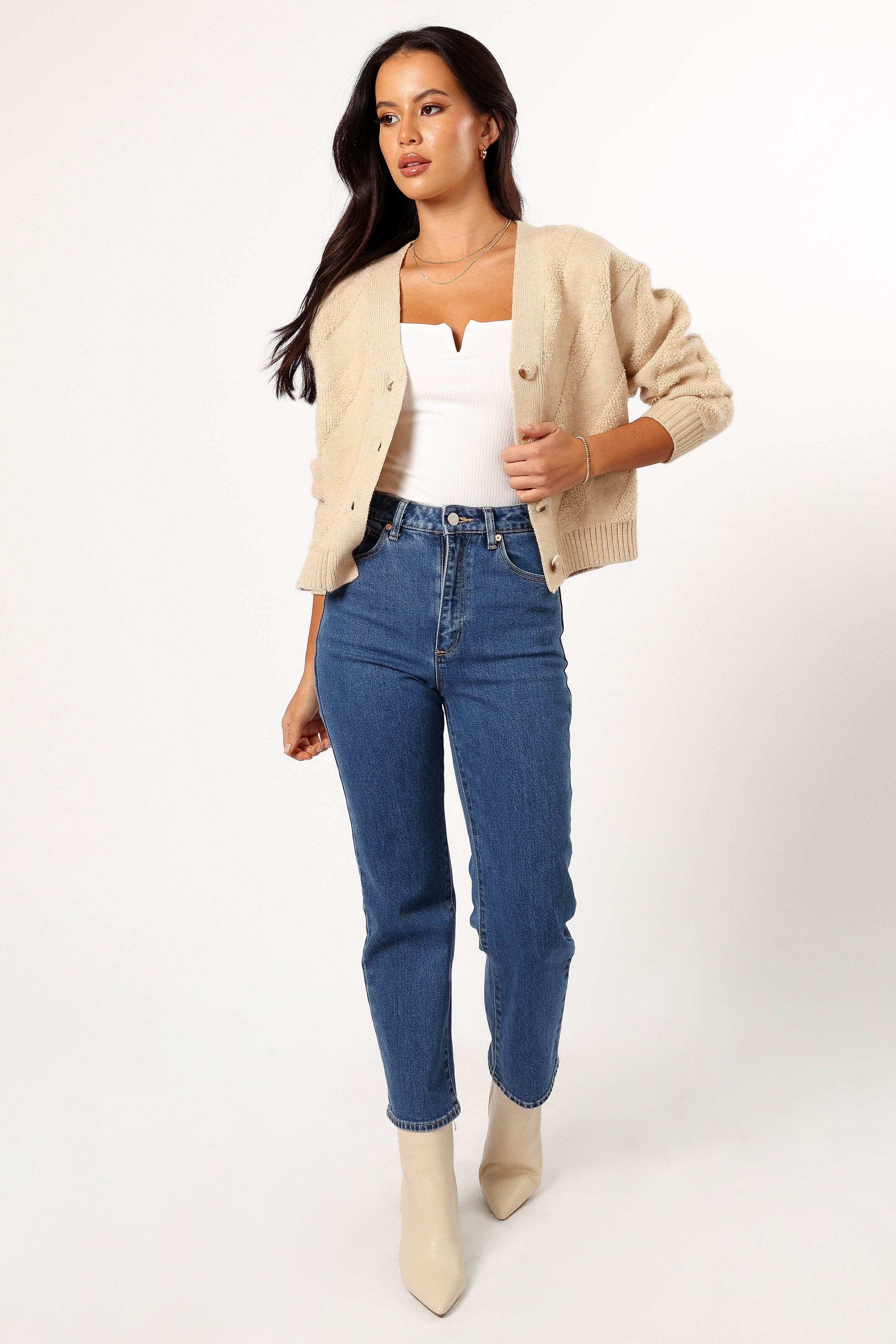 Veda Stripe Cardigan - Beige - Image 7