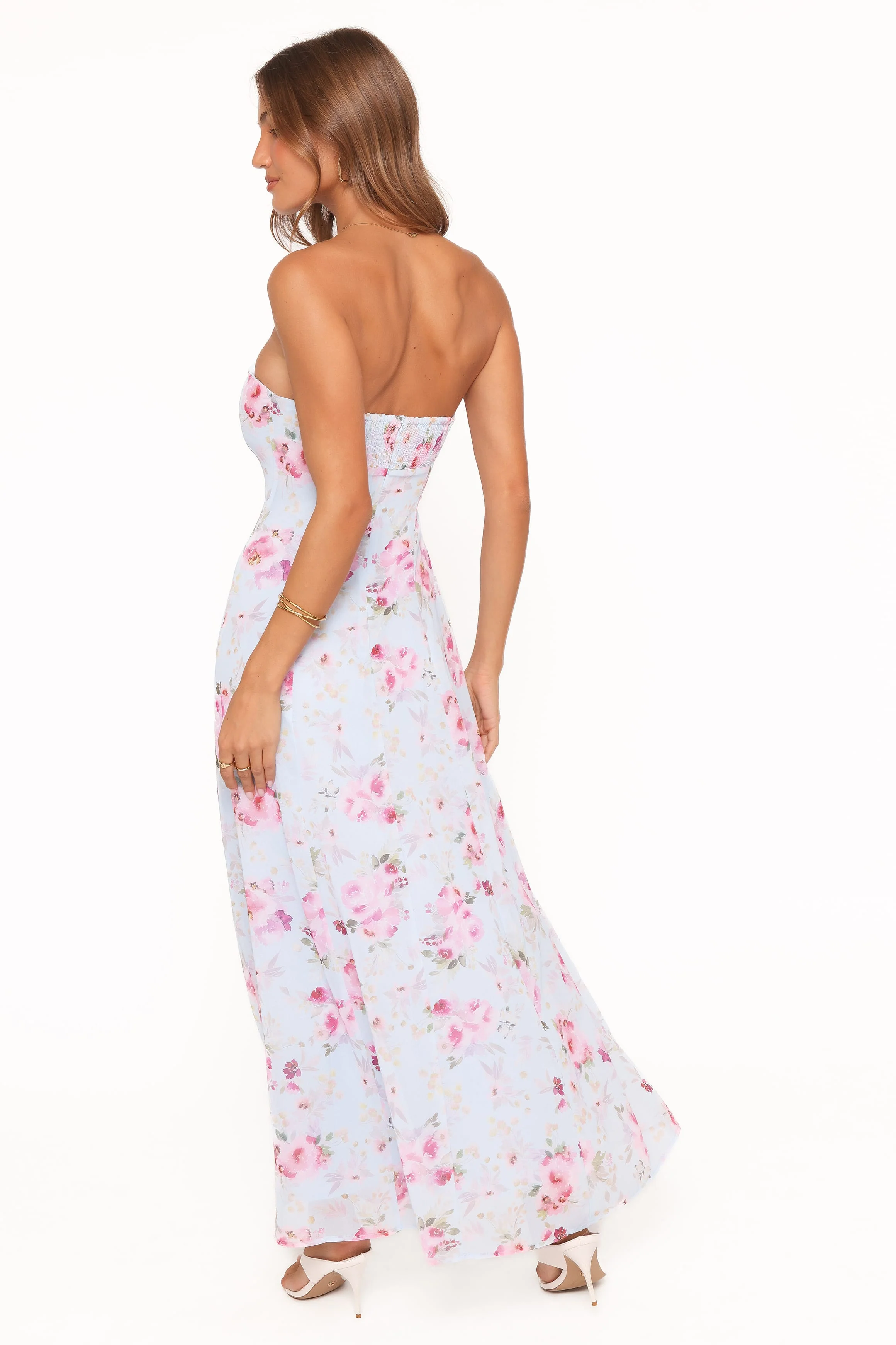 Vegas Strapless Maxi Dress - Blue Floral - Image 4