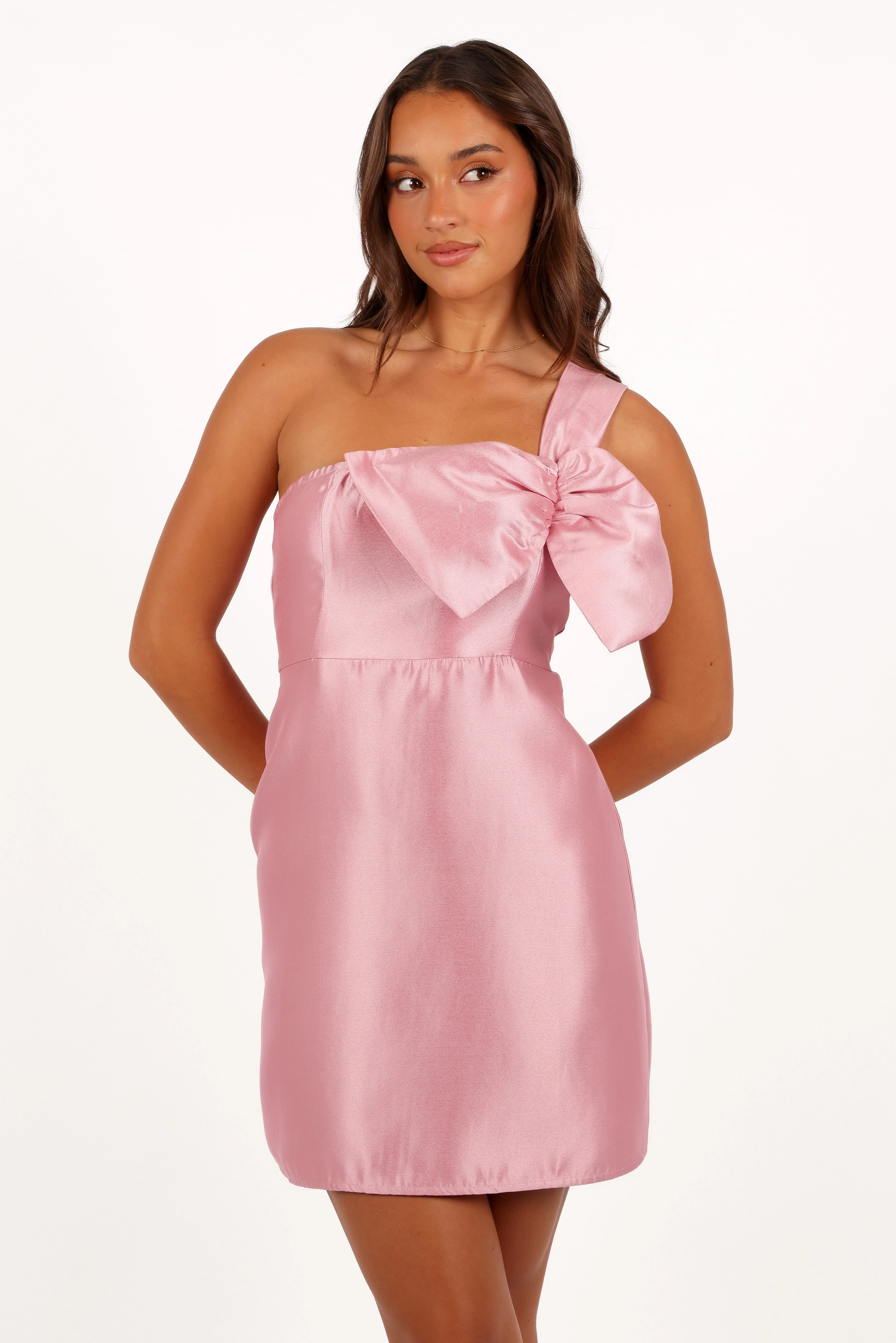 Veve One Shoulder Mini Dress - Poppy Pink - Image 3