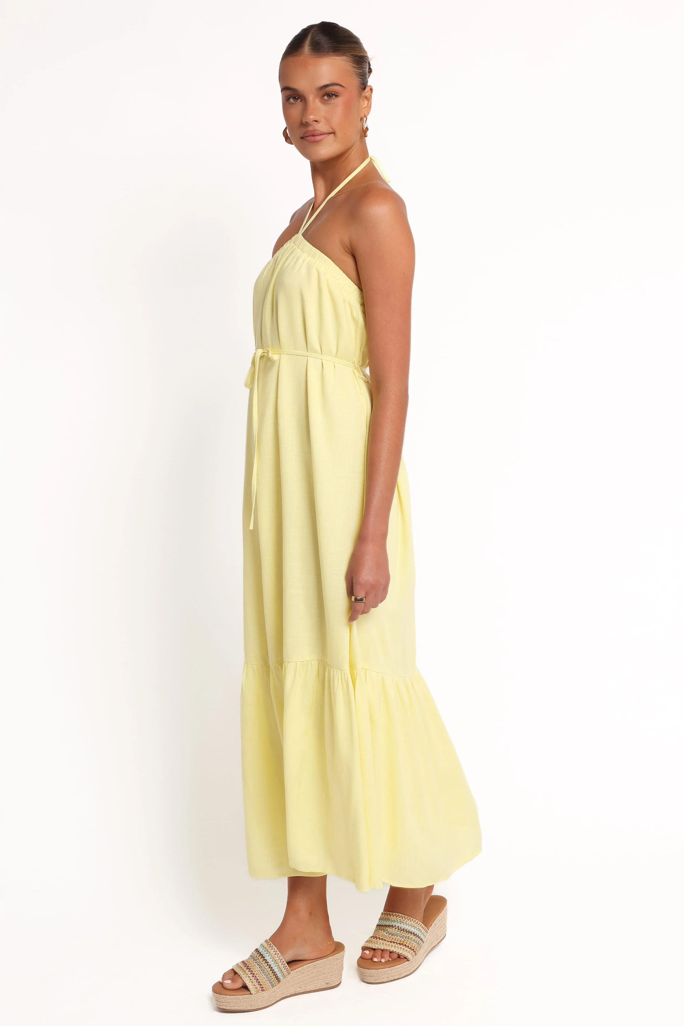View Halterneck Maxi Dress - Lemon - Image 5