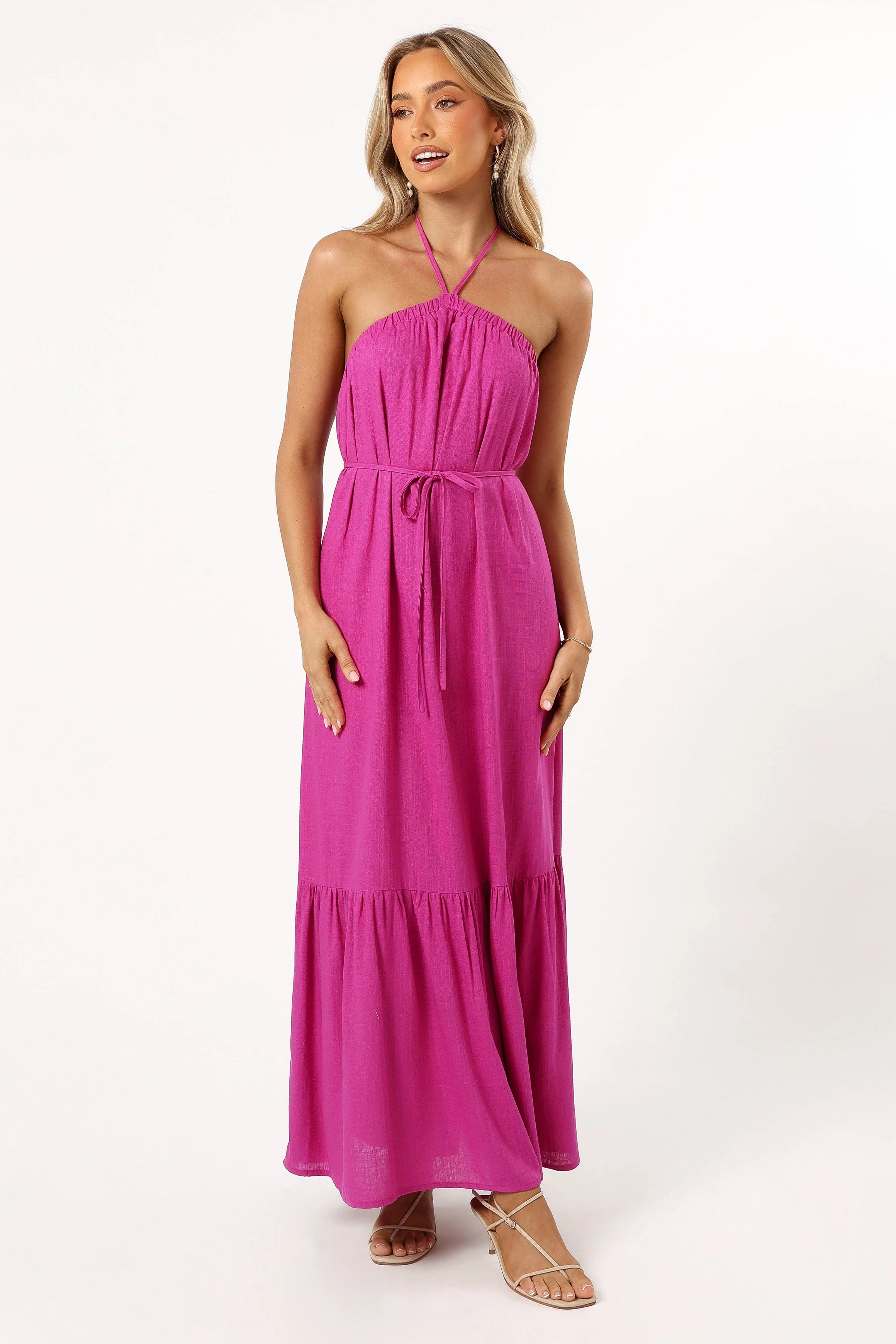 View Halterneck Maxi Dress - Magenta - Image 8