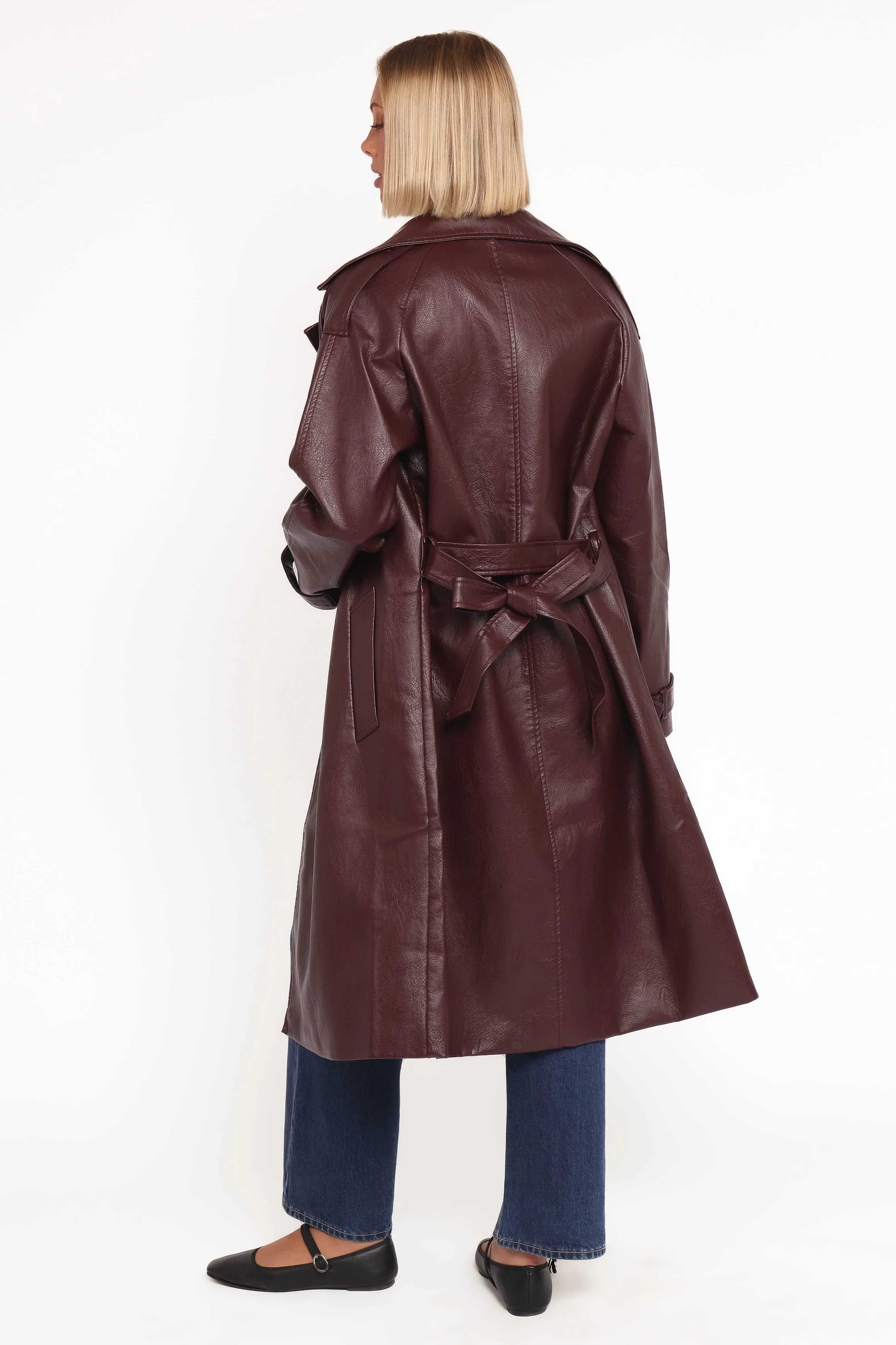 Vita Faux Leather Jacket - Burgundy - Image 4