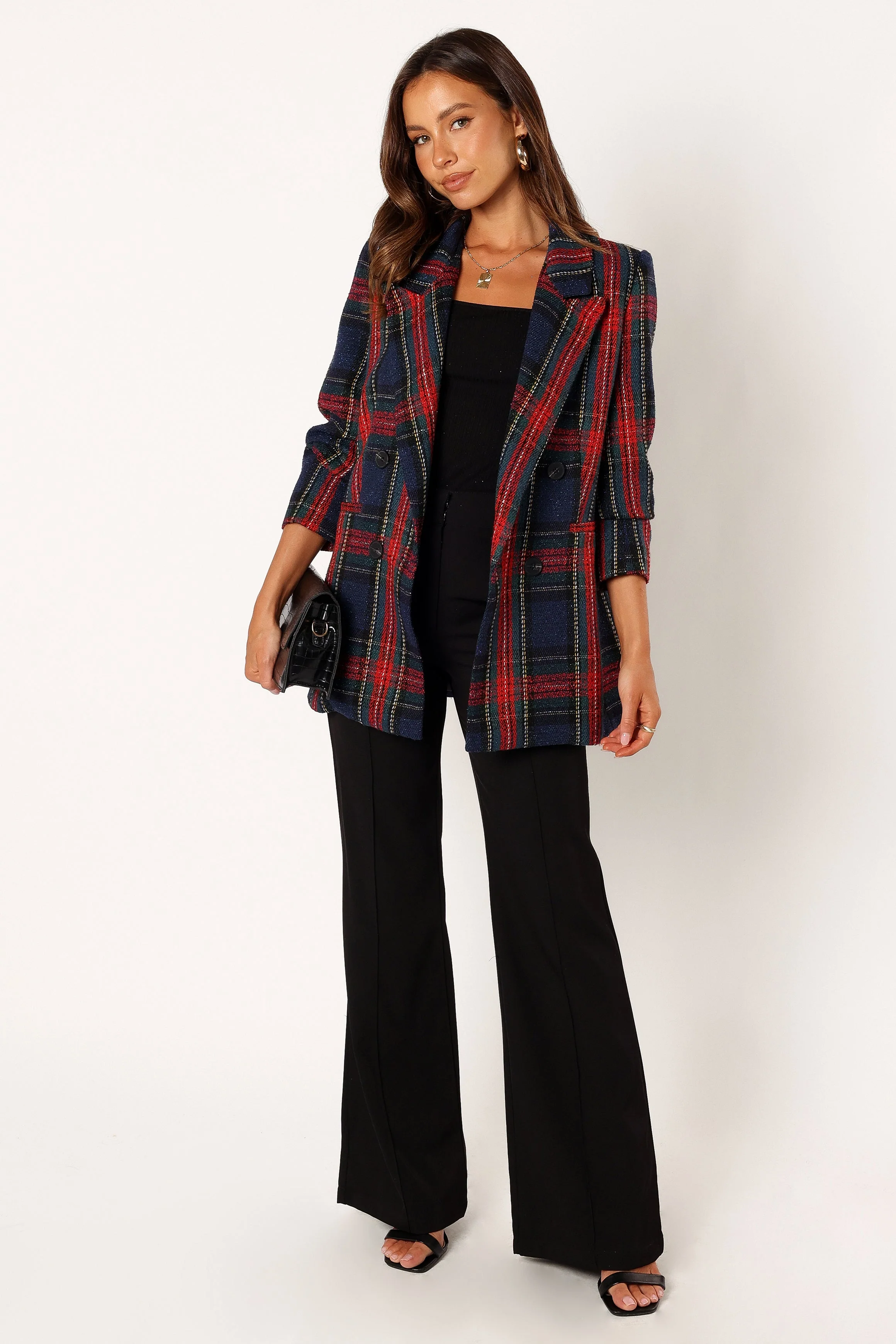Vivienne Plaid Blazer - Red/Navy Multi - Image 8
