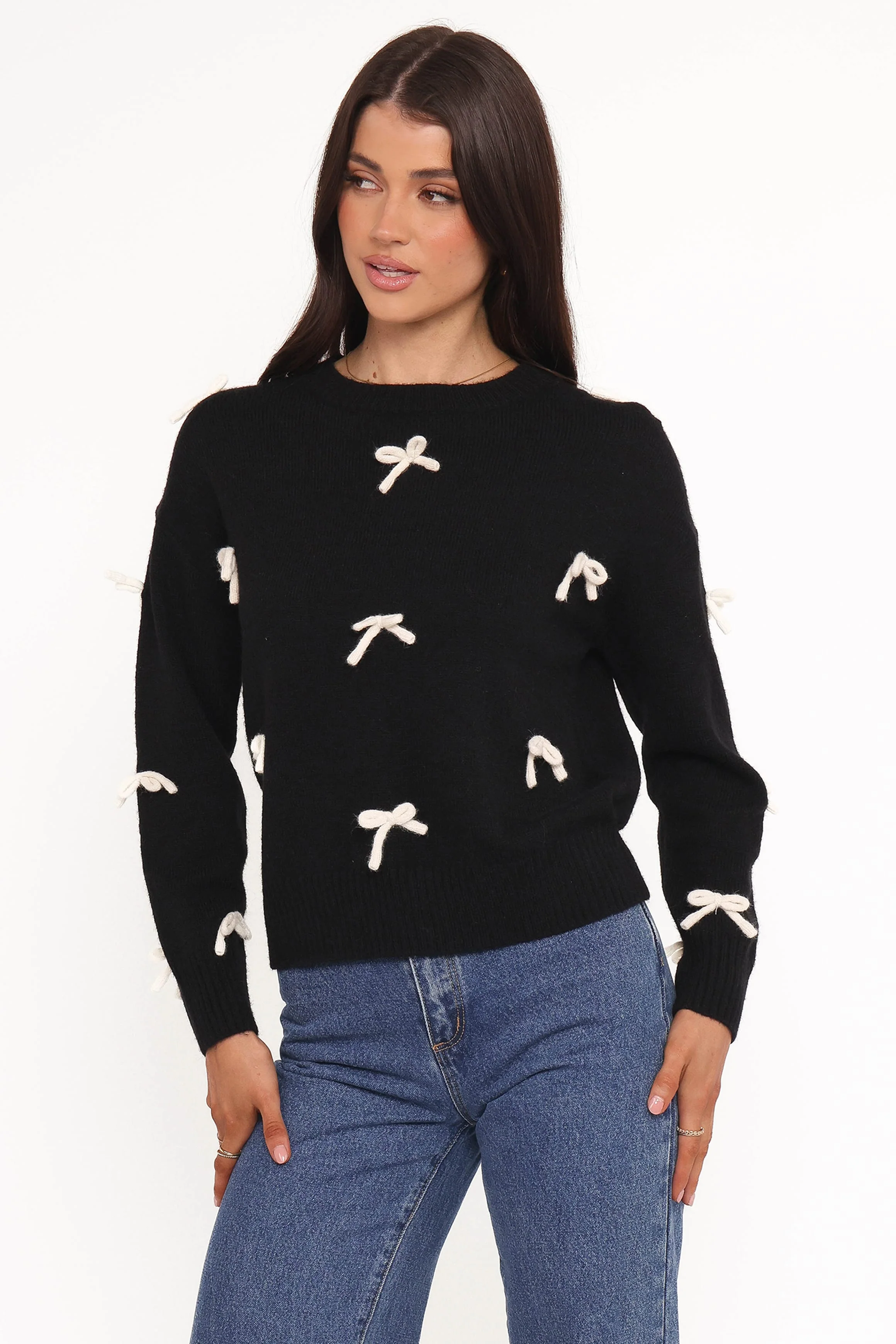 Voss Bow Knit Sweater - Black - Image 2