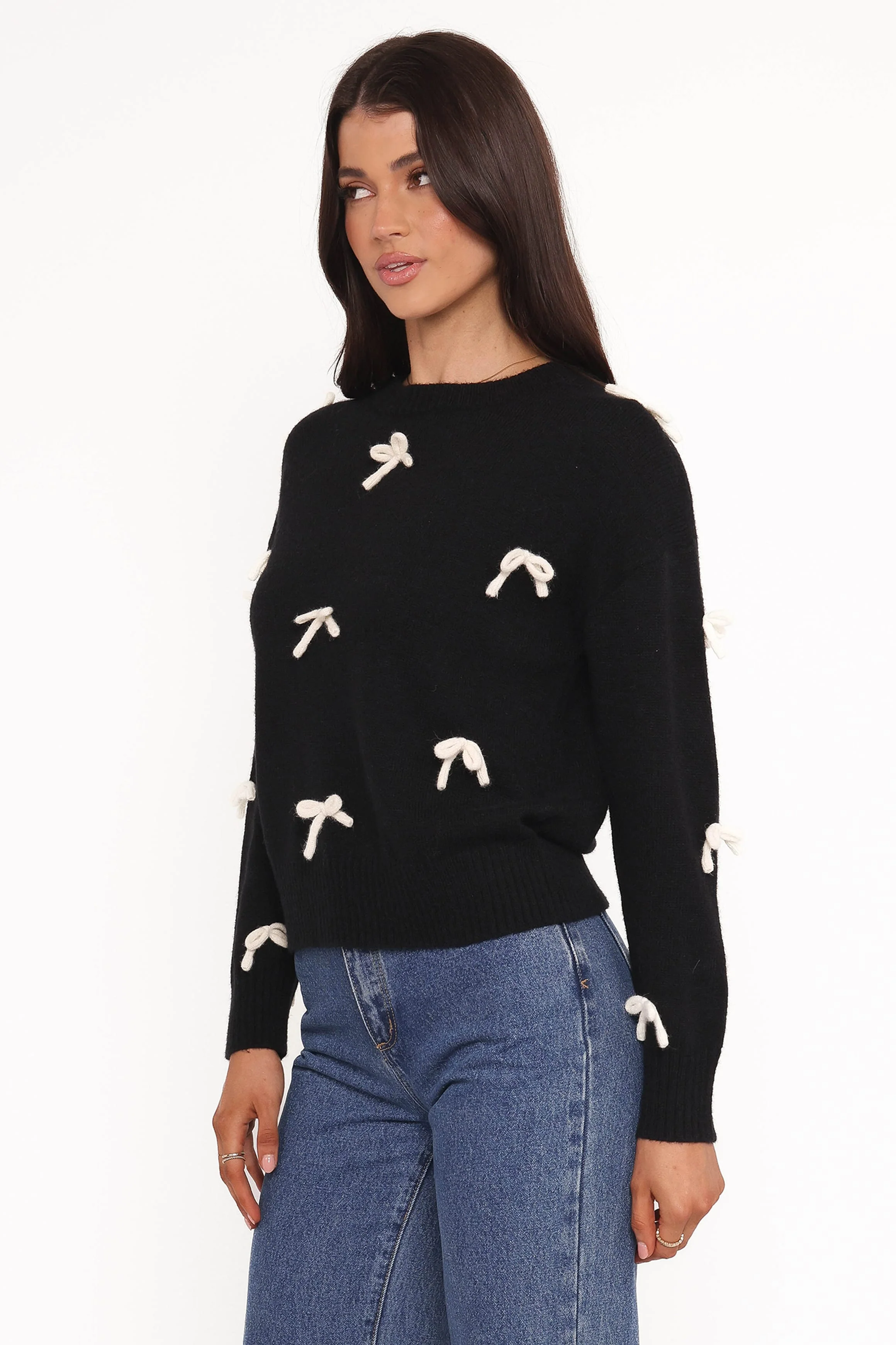 Voss Bow Knit Sweater - Black - Image 3