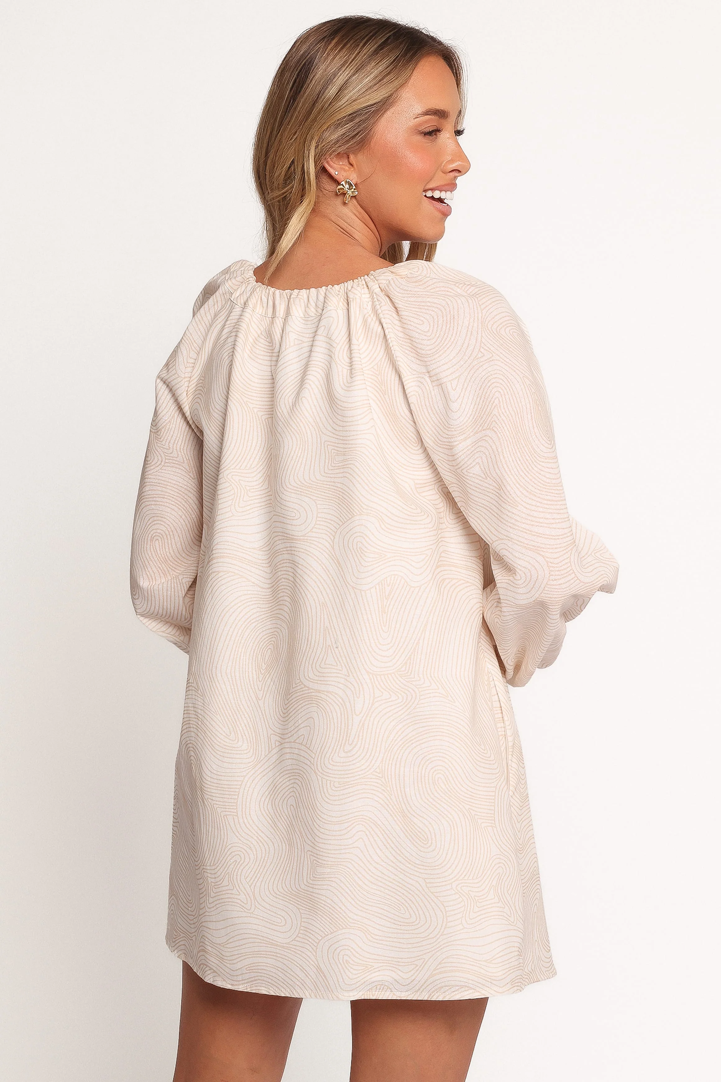 Walker Smock Mini Dress - Tan Swirl - Image 5