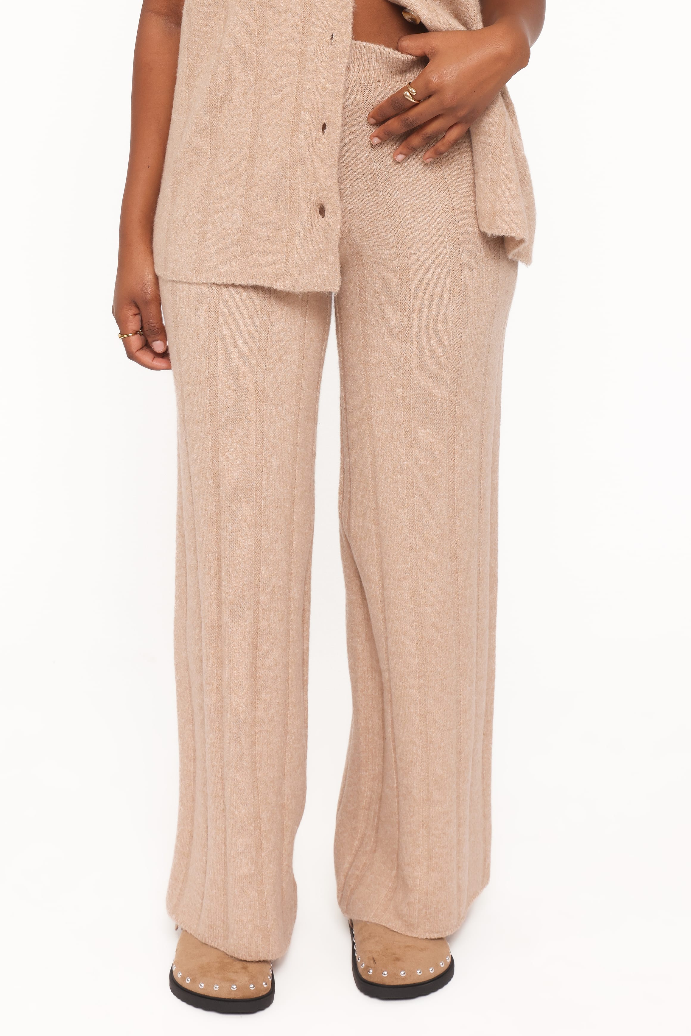 Wallace Wide Rib Pant Set - Camel - Image 3