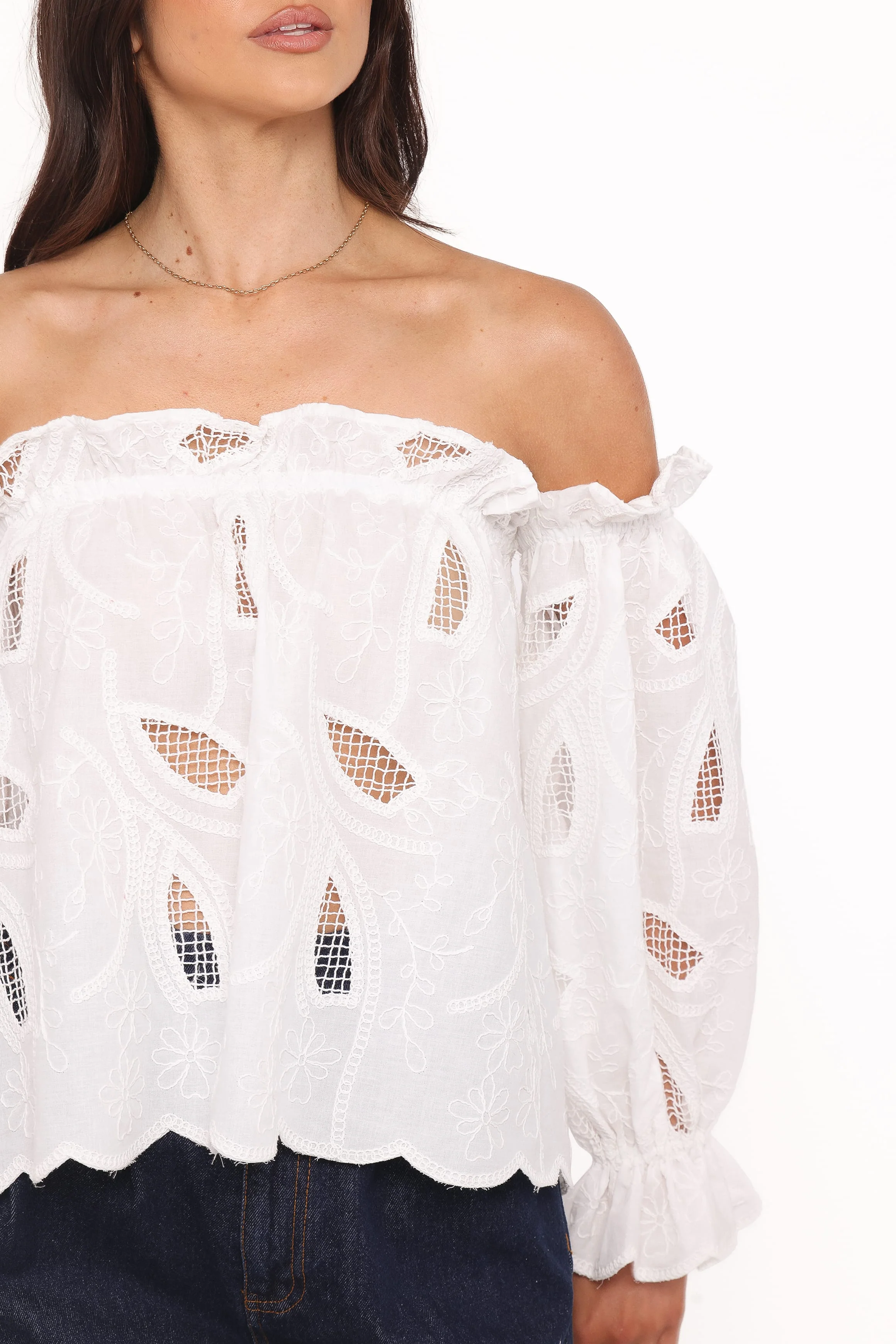 Warner Off Shoulder Top - White - Image 2