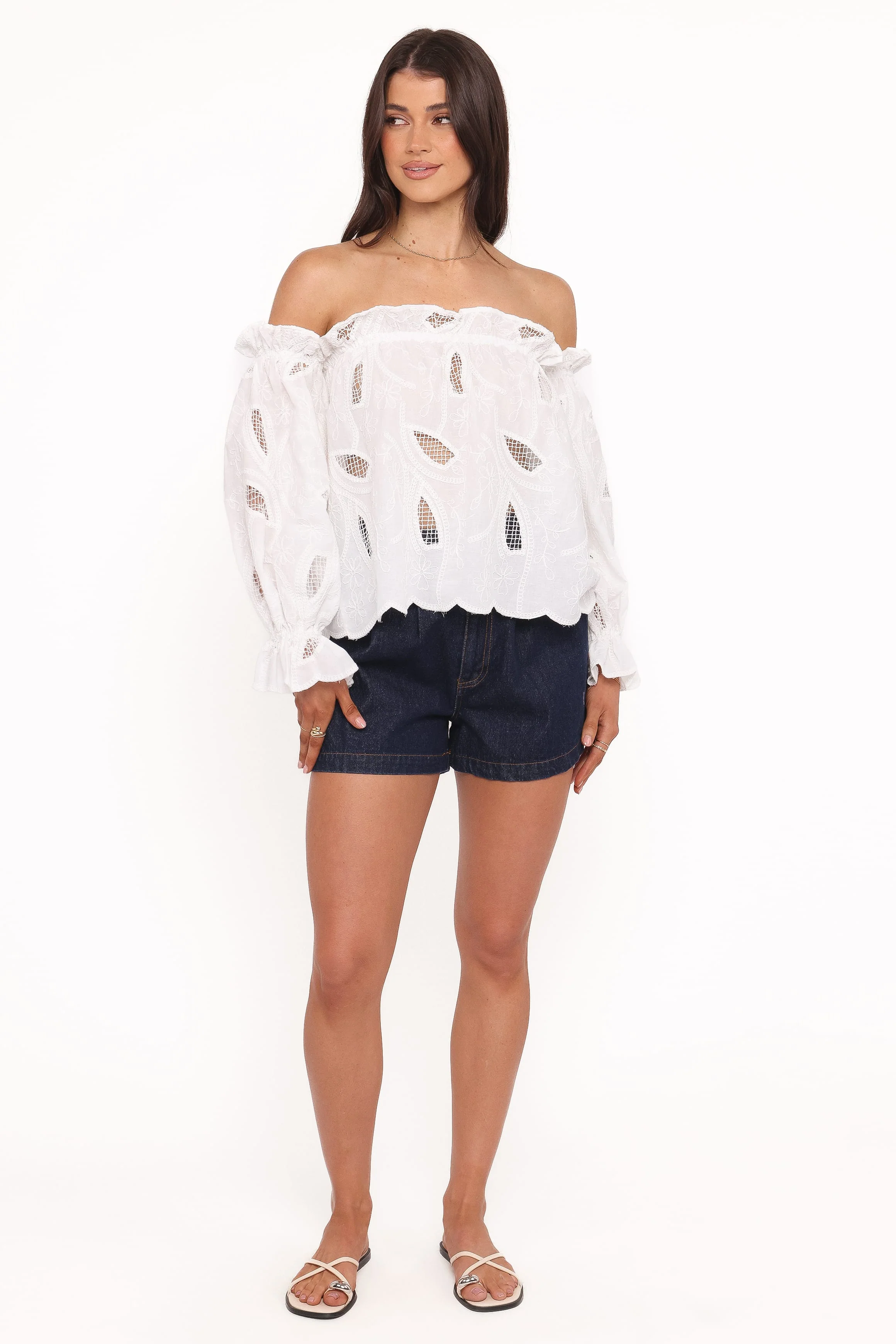 Warner Off Shoulder Top - White - Image 5