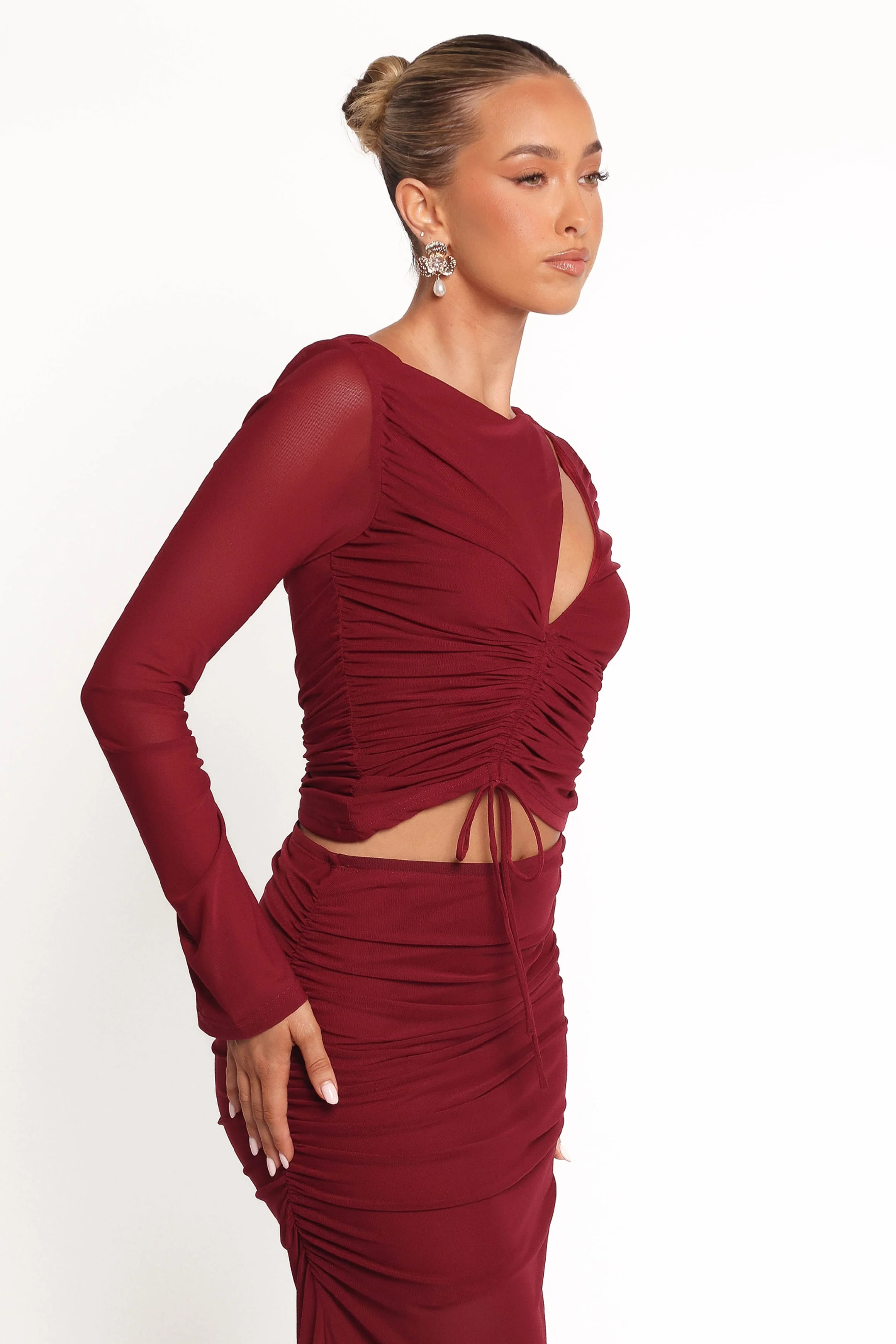 Wella Ruched Knit Top - Berry - Image 5