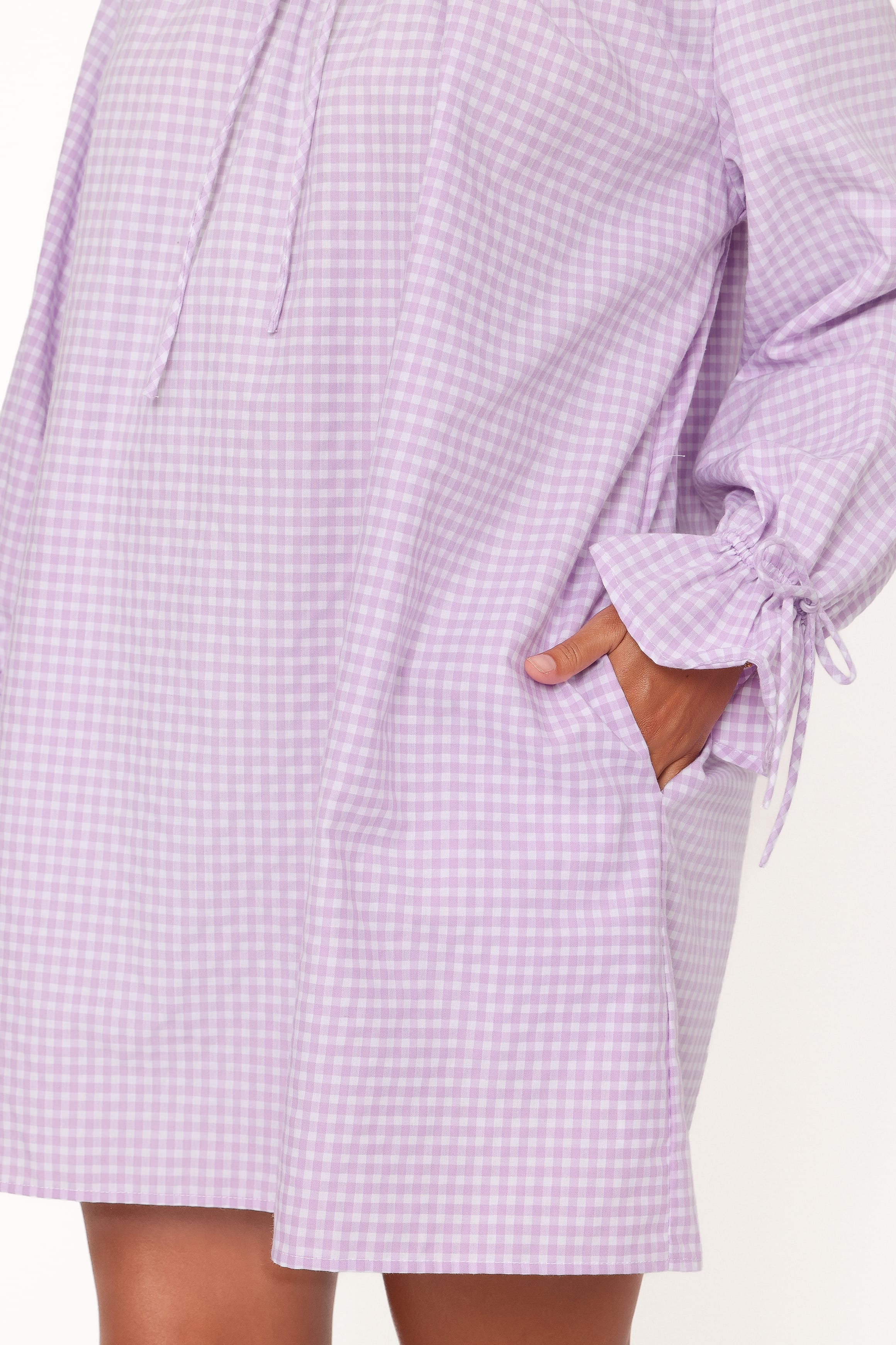 Wendy Mini Dress - Lilac Gingham - Image 8