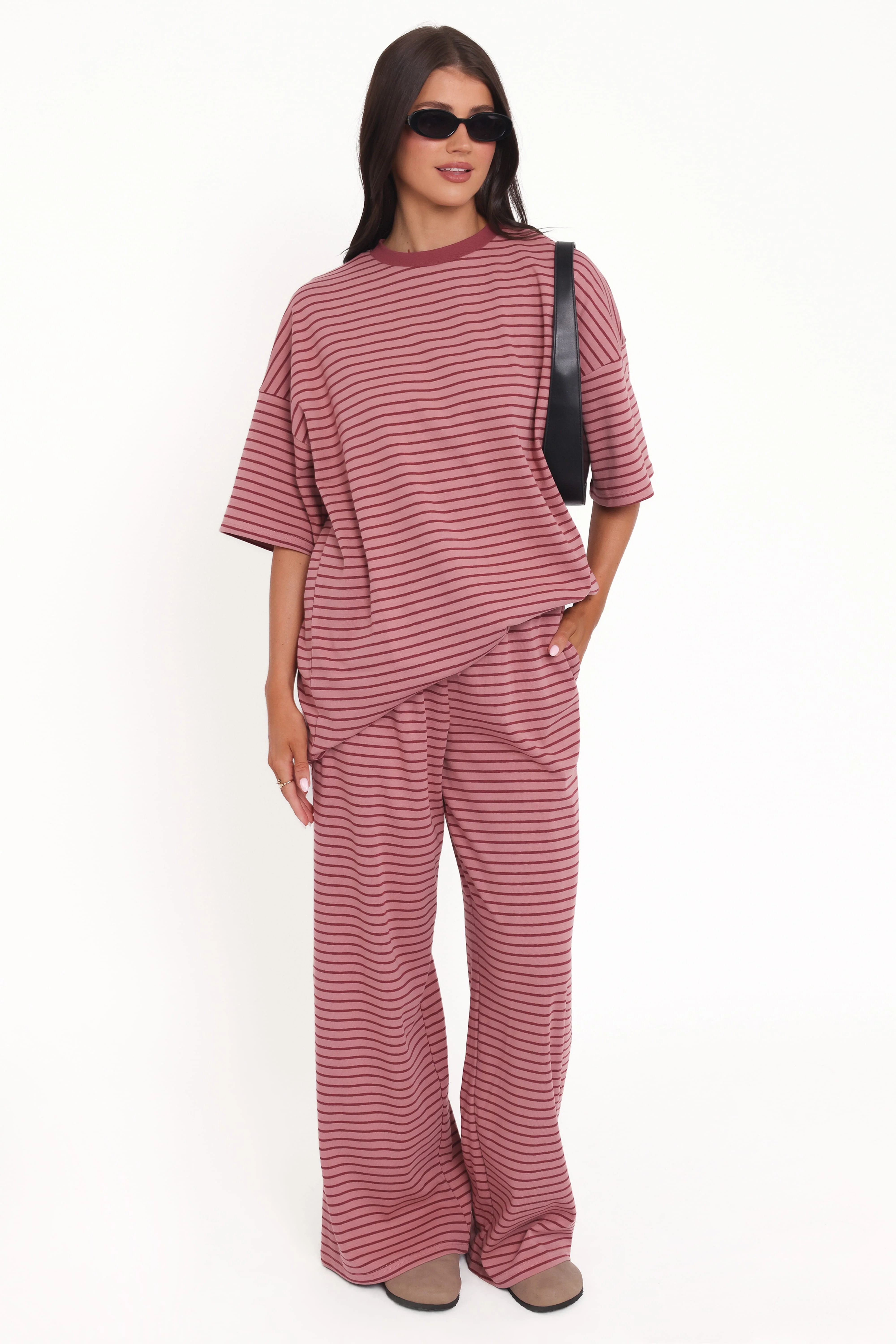 Wilda Oversized Tee - Pink Red Stripe - Image 2