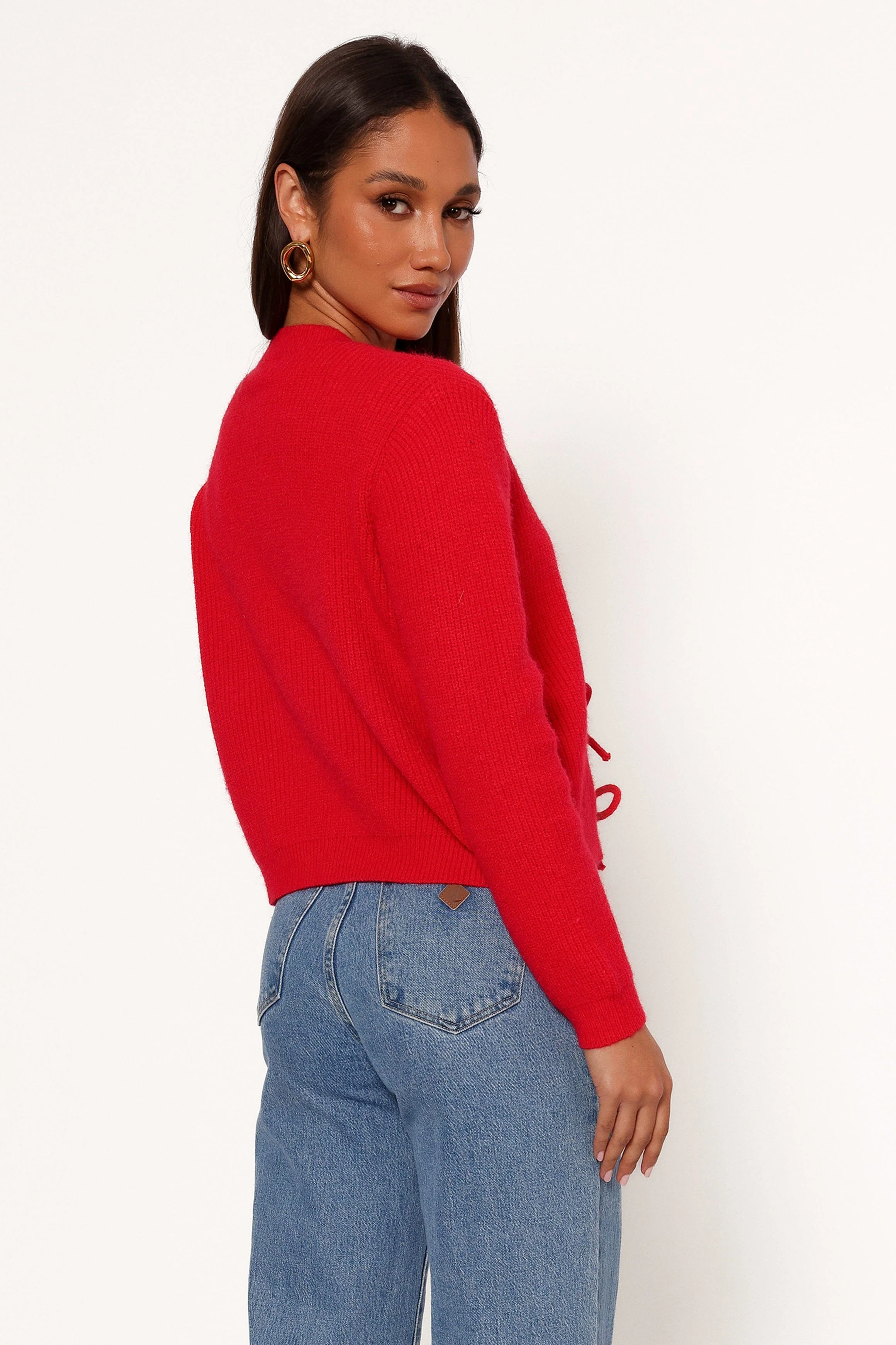Wilde Bow Front Cardigan - Red - Image 4