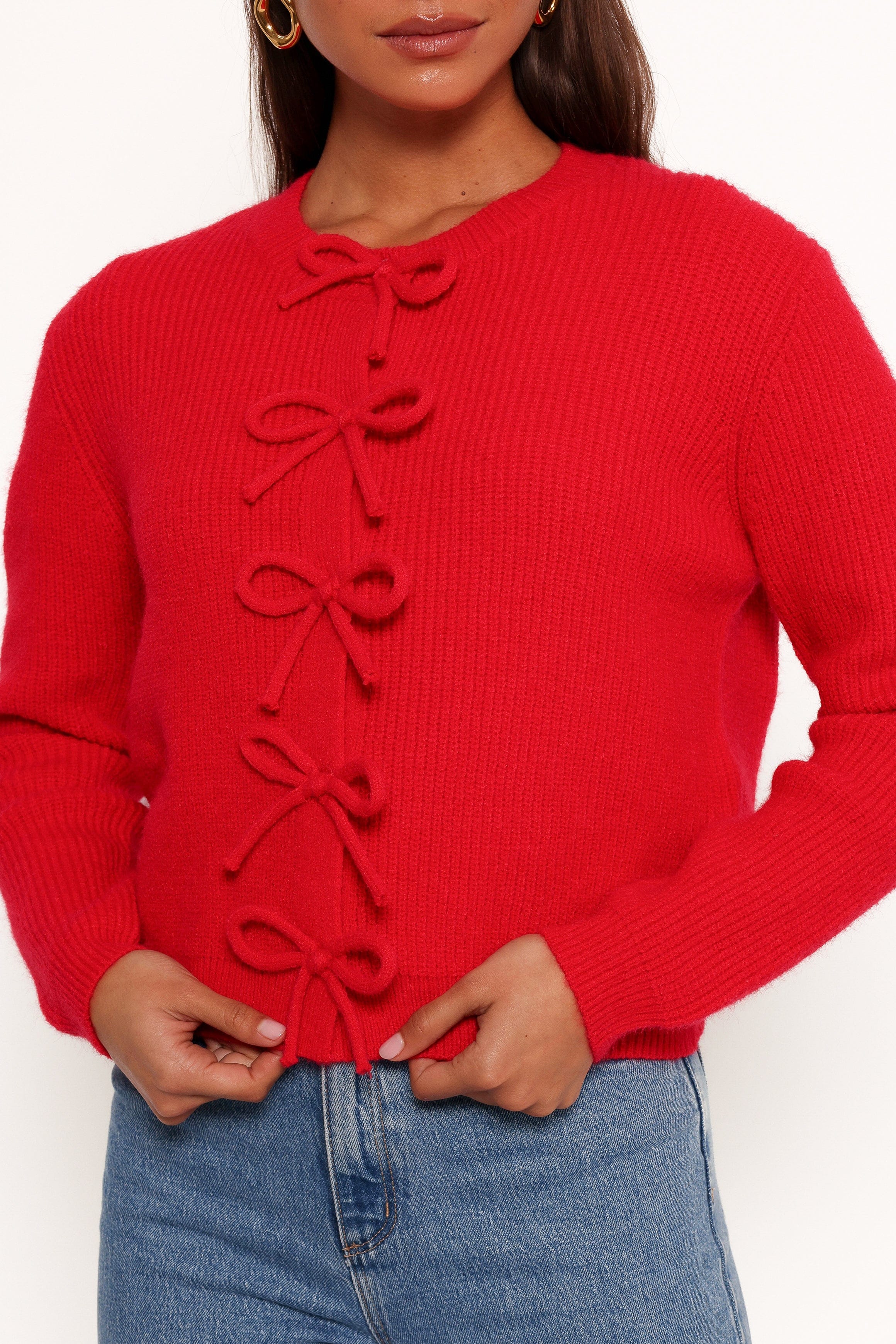 Wilde Bow Front Cardigan - Red - Image 6