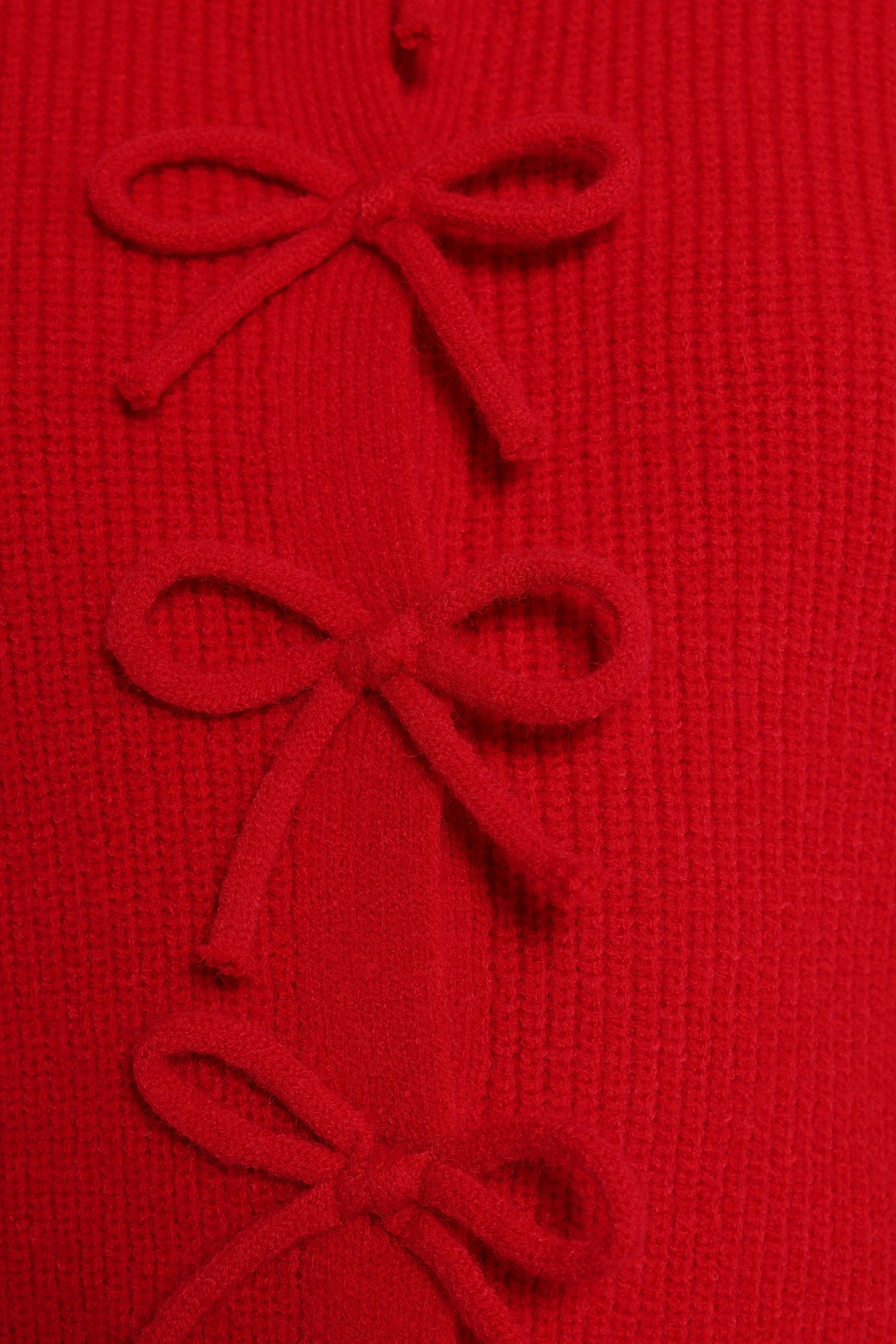 Wilde Bow Front Cardigan - Red - Image 7