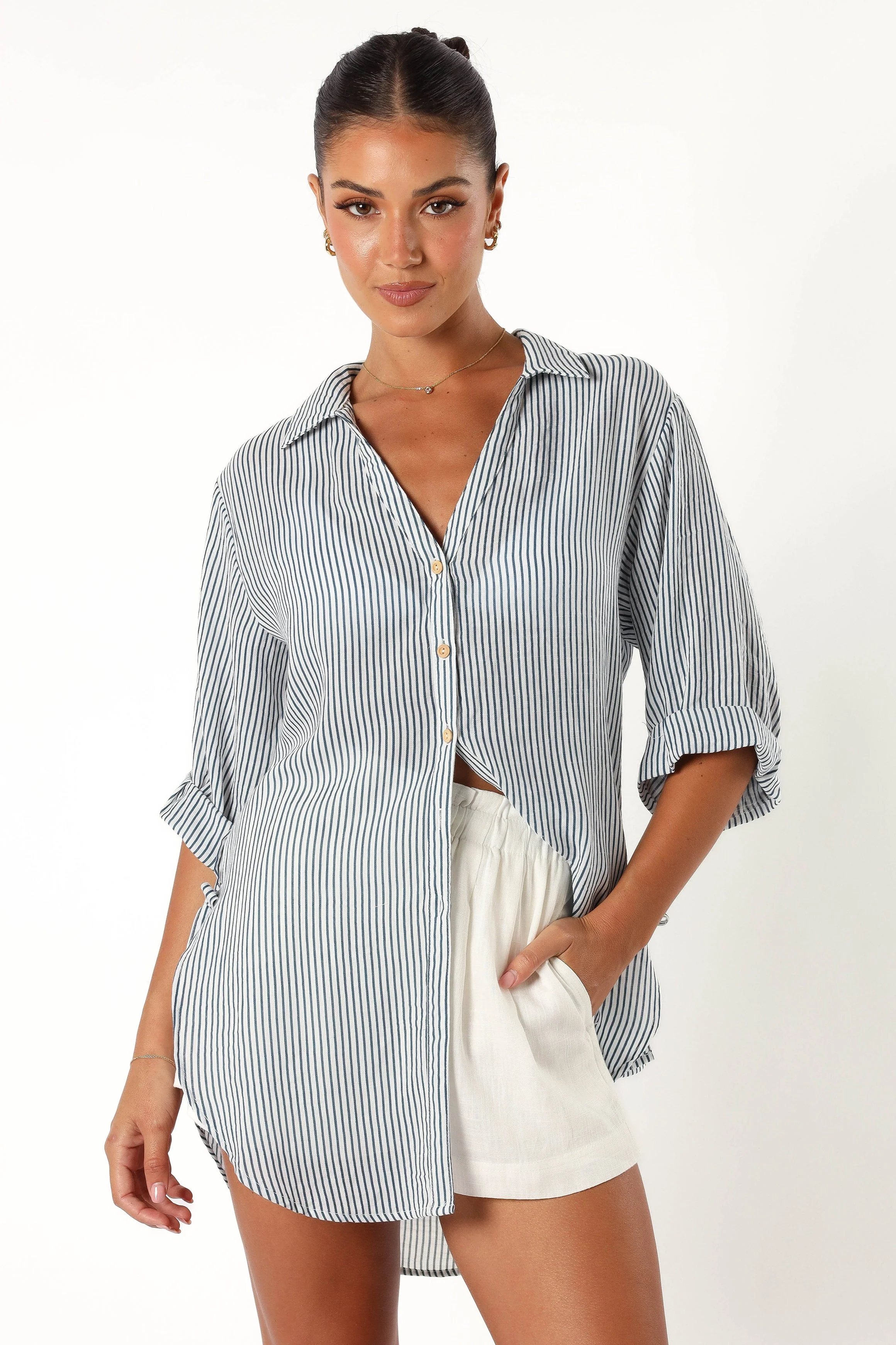 Wren Oversized Shirt - Navy - Image 9