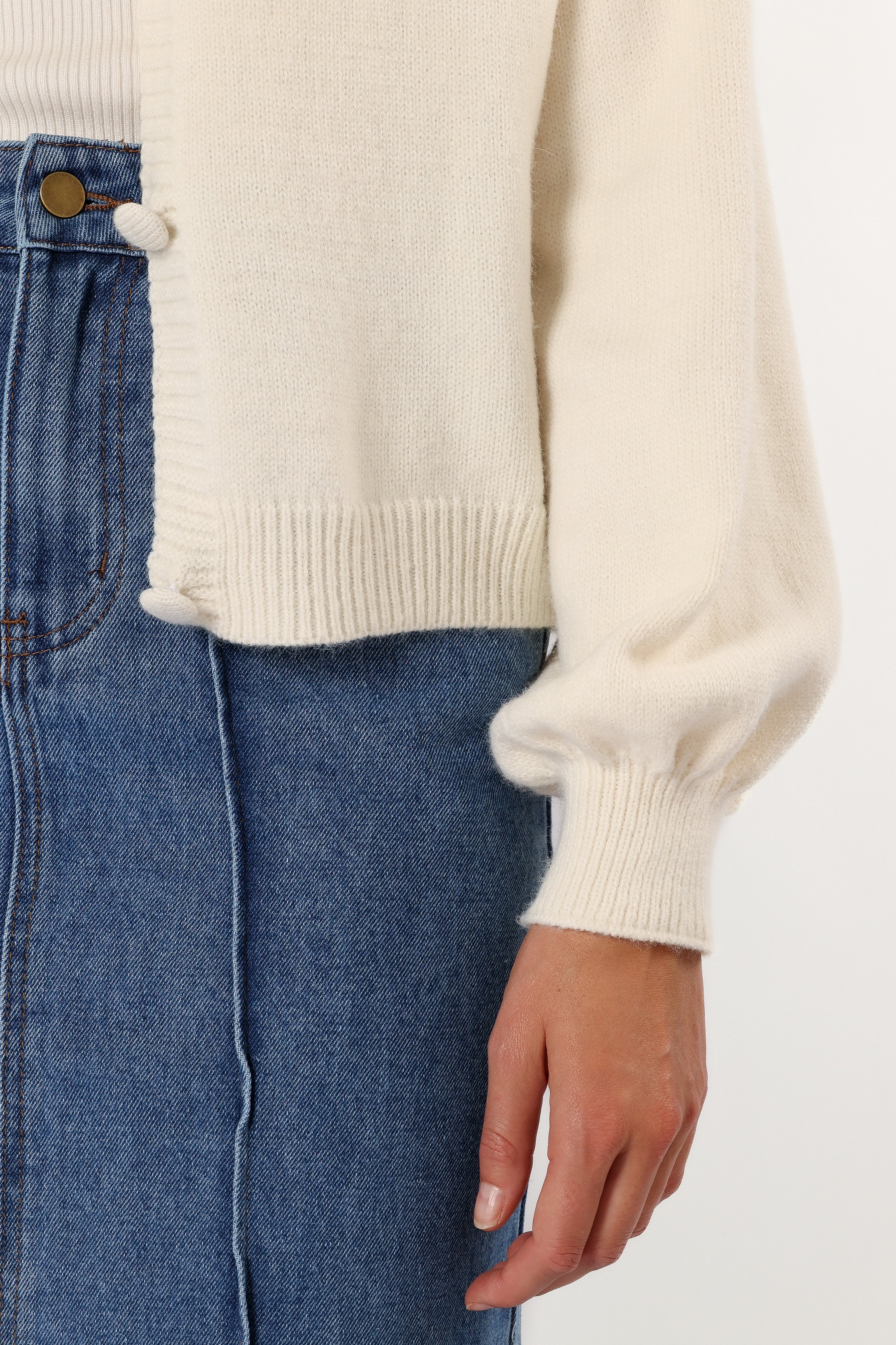 Xadie Bell Sleeve Cardigan - Cream - Image 9
